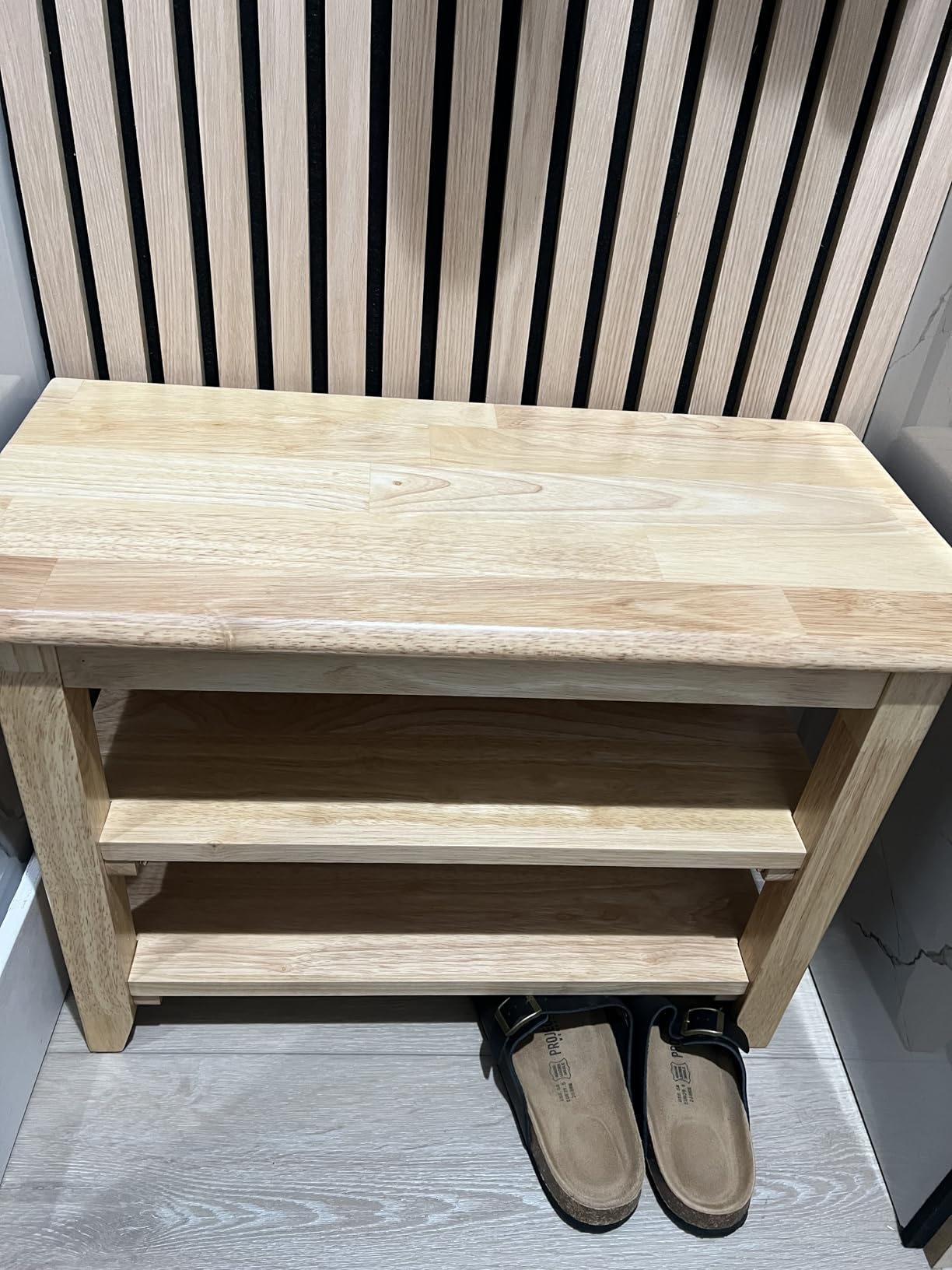 XKZG Shoe Rack Bench Wooden Shoe Storage Bench Entryway Bench, Brown, 31.5