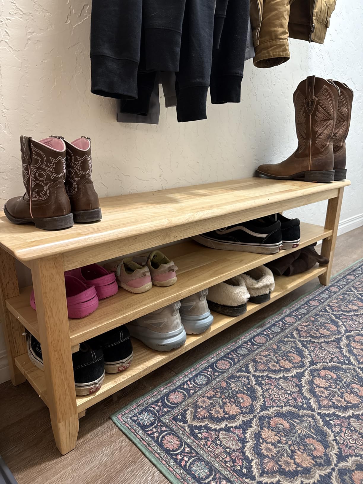 XKZG Shoe Rack Bench Wooden Shoe Storage Bench Entryway Bench, Brown, 31.5