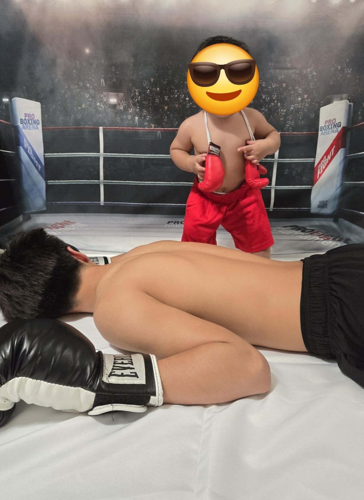 BELECO 7x5ft Fabric Boxing Ring Backdrop Blurred Spectator and Stadium Light MMA Arena Photography Backdrop for Birthday Party Decorations UFC Supplies Baby Shower Photo Background Photo Booth Props customer photo 1