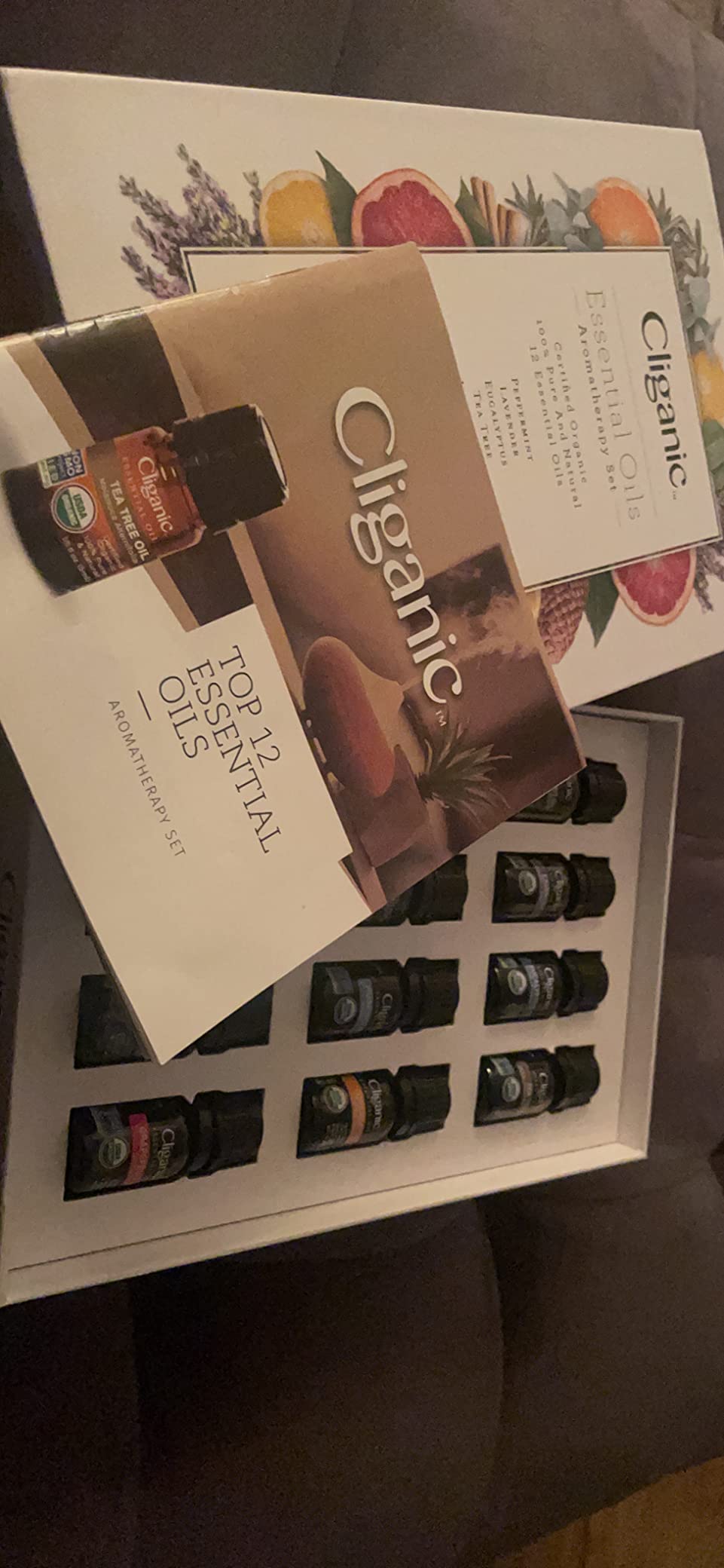 Cliganic Organic Aromatherapy TOP 12 Essential Oils Set, 100% Pure - Peppermint, Lavender, Eucalyptus, Tea Tree, Lemongrass, Rosemary, Frankincense, Orange, Lemon, Cassia, Cedarwood & Grapefruit customer photo 1