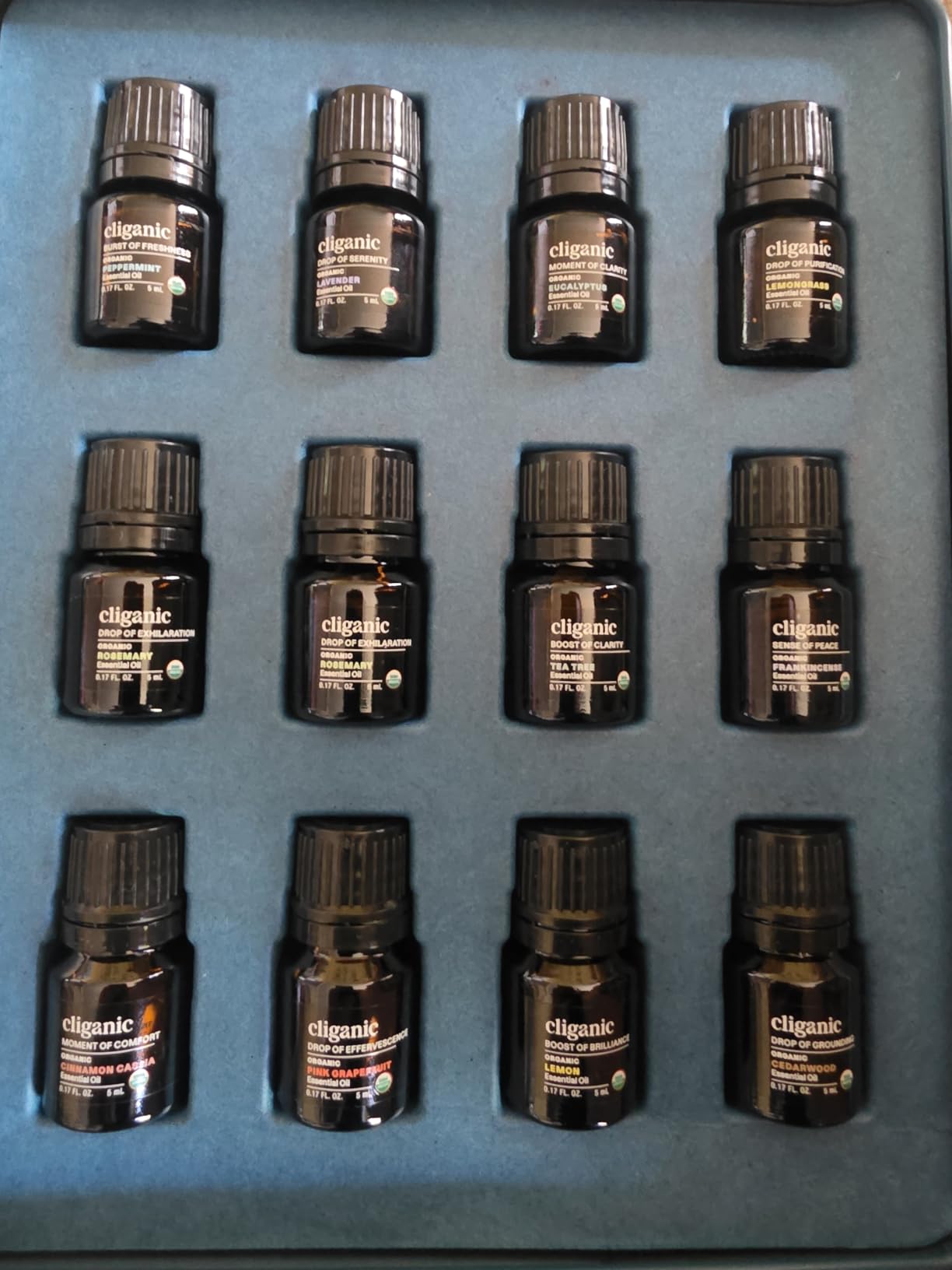Cliganic Organic Aromatherapy TOP 12 Essential Oils Set, 100% Pure - Peppermint, Lavender, Eucalyptus, Tea Tree, Lemongrass, Rosemary, Frankincense, Orange, Lemon, Cassia, Cedarwood & Grapefruit customer photo 2