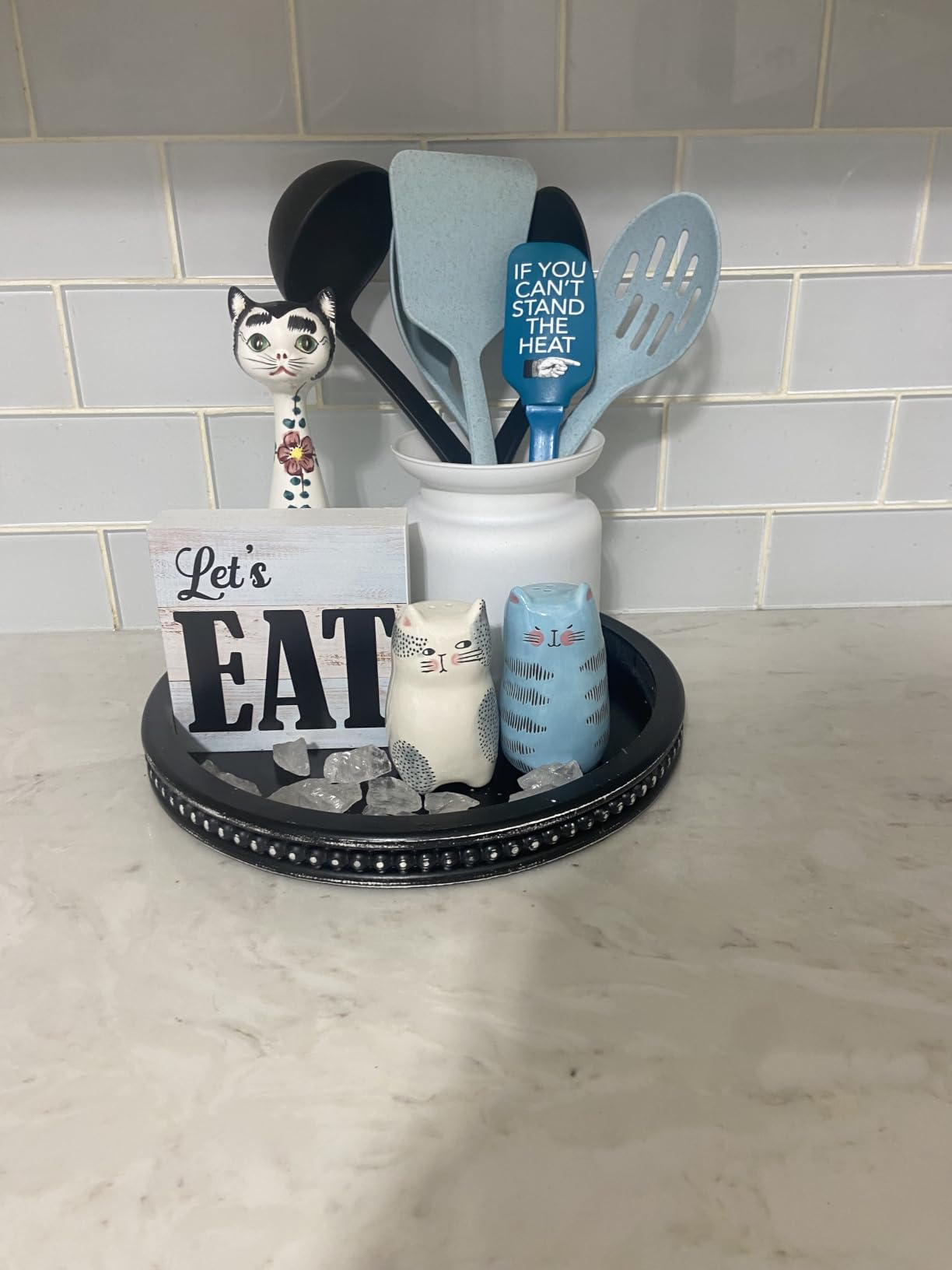 Bico Cartoon Cat Salt & Pepper Shaker Set, Handpainted Stoneware, Dishwasher Safe customer photo 2