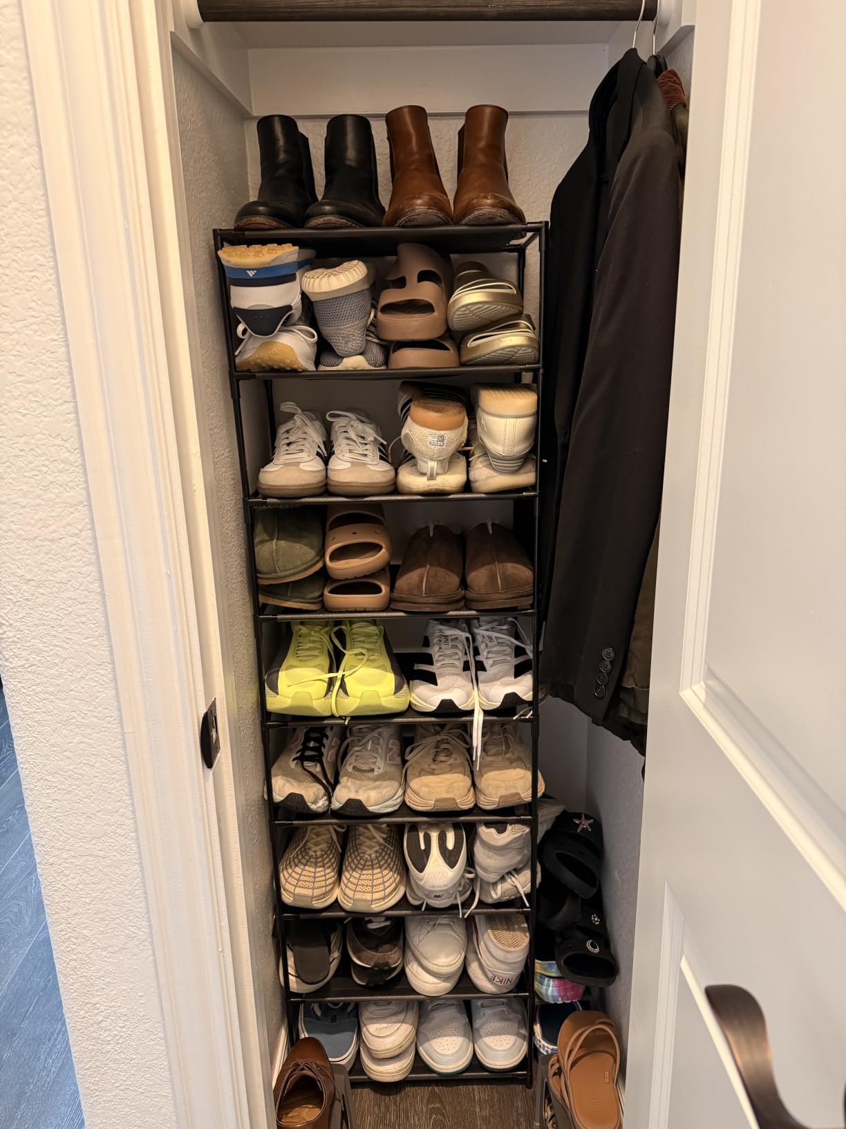FIDUCIAL HOME 10 Tiers Shoe Rack Organizer 20 Pairs Tall Shoe Shelf | Tall Narrow Space Saving for Closet Entryway Dorm, Easy to Assemble, 17