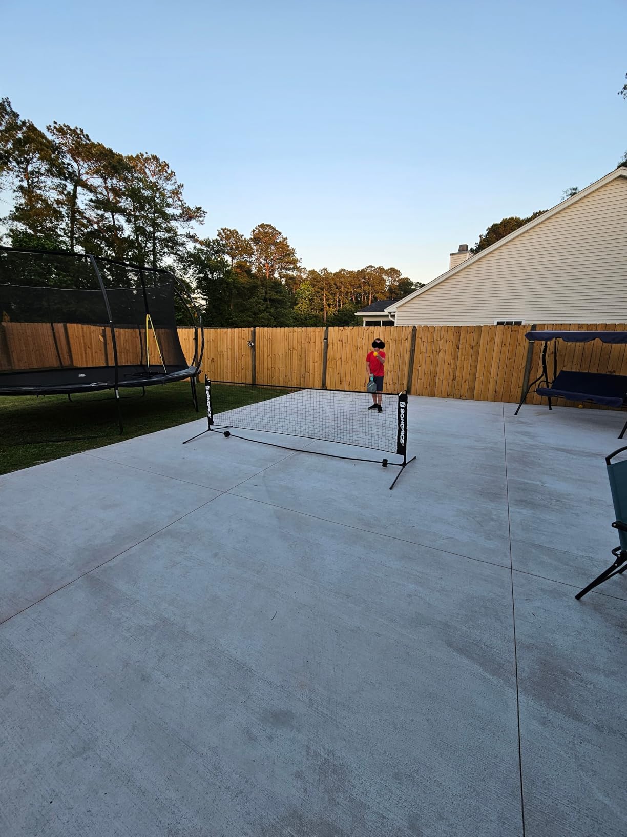 SONGMICS Badminton Net, Height Adjustable Volleyball Net, Pickleball Net for Junior Tennis, Kids, Indoor Outdoor Court, Foldable Nylon Net with Poles 10ft/13ft/16.5ft Wide customer photo 1