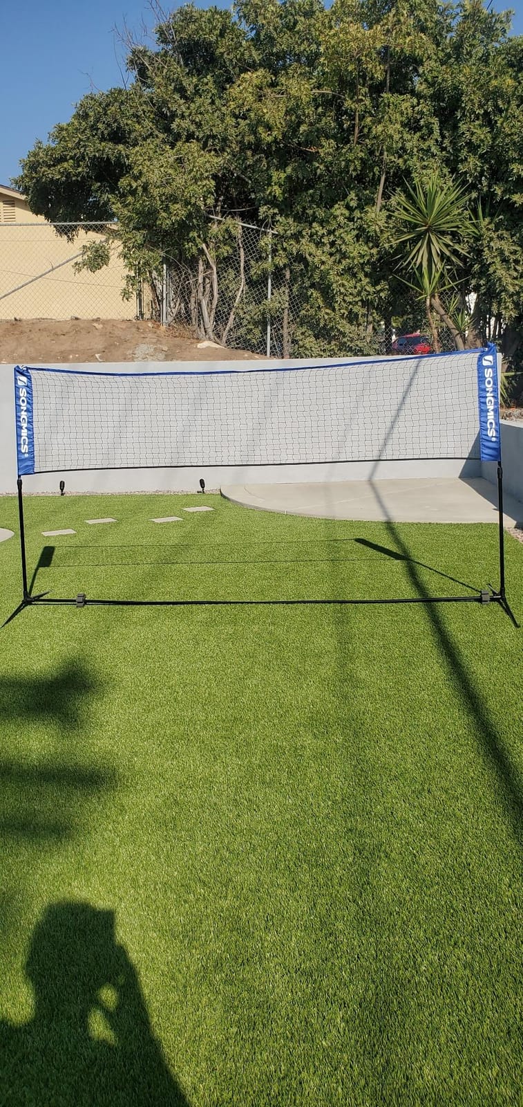 SONGMICS Badminton Net, Height Adjustable Volleyball Net, Pickleball Net for Junior Tennis, Kids, Indoor Outdoor Court, Foldable Nylon Net with Poles 10ft/13ft/16.5ft Wide customer photo 2