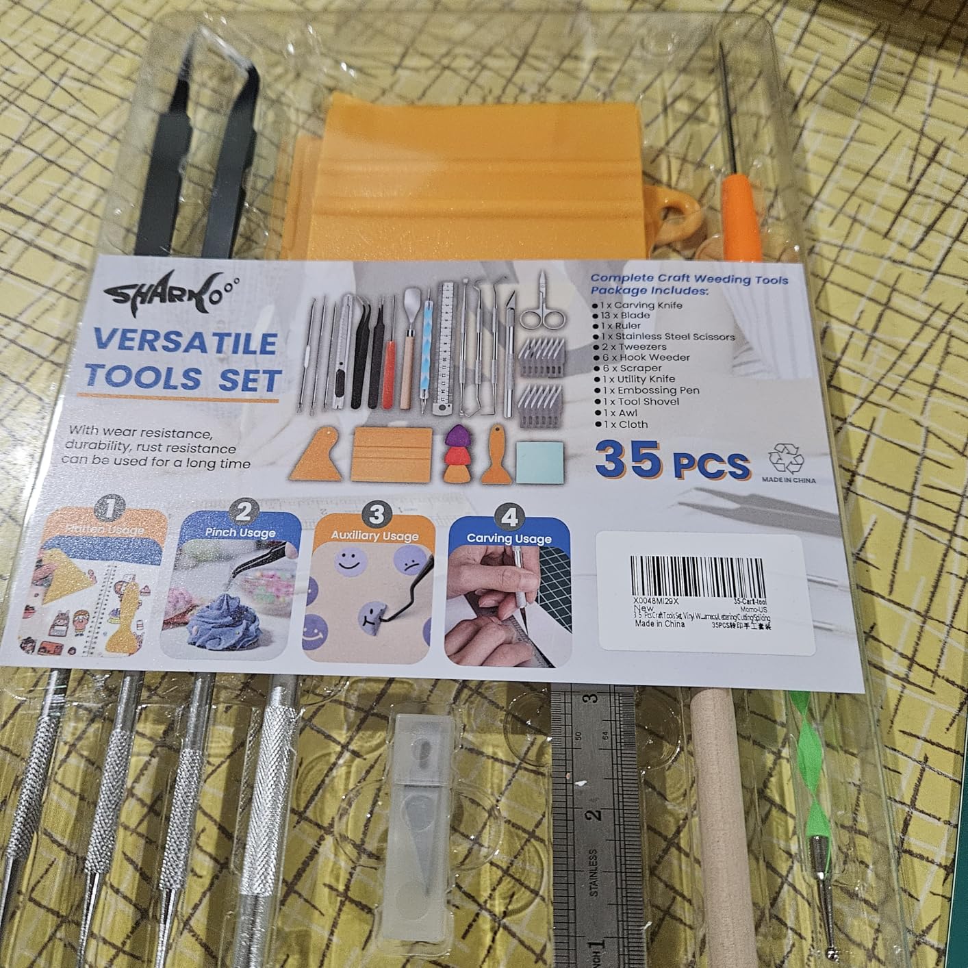 SHARKOOO 35 PCS Weeding Tools for Vinyl, Precision Craft Tools Set for Weeding Vinyl, Scrapbook Supplies Includes All Basics for Weeding, Scrapbooking, DIY Art customer photo 1
