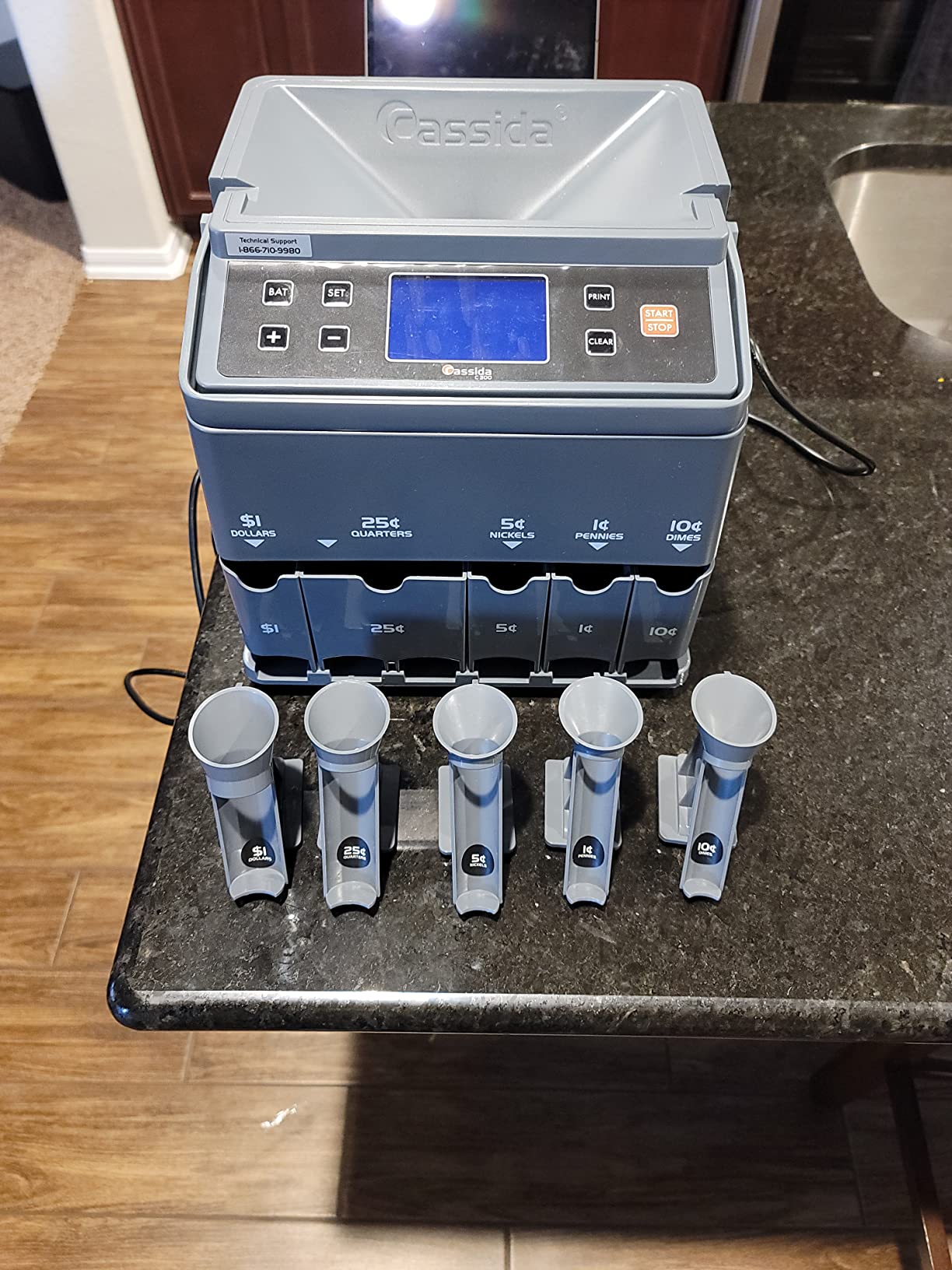 Cassida C300 Professional USD Coin Counter, Sorter and Wrapper/Roller, 300 Coins/min, with Quickload and Printing-Compatible, Gray customer photo 2