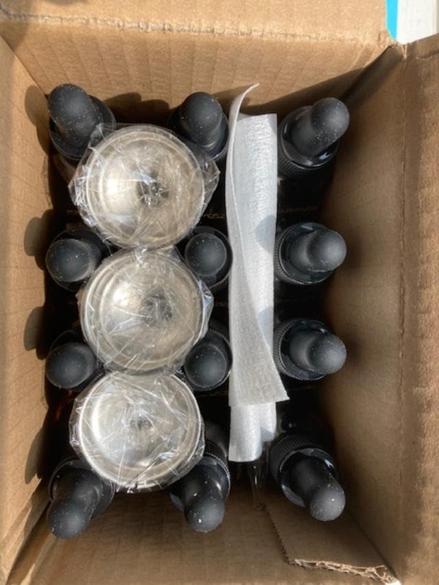 AOZITA 12 Pack, 2 oz Glass Dropper Bottle with 3 Stainless Steel Funnels & 1 Long Glass Dropper - 60ml Amber Tincture Bottles with Eye Droppers for Essential Oils, Liquids - Leakproof Travel Bottle customer photo 1