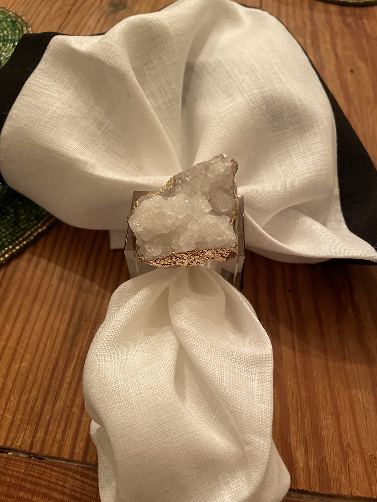 AMOYSTONE White Quartz Napkin Rings Glass Base Dining Table Decor customer photo 2
