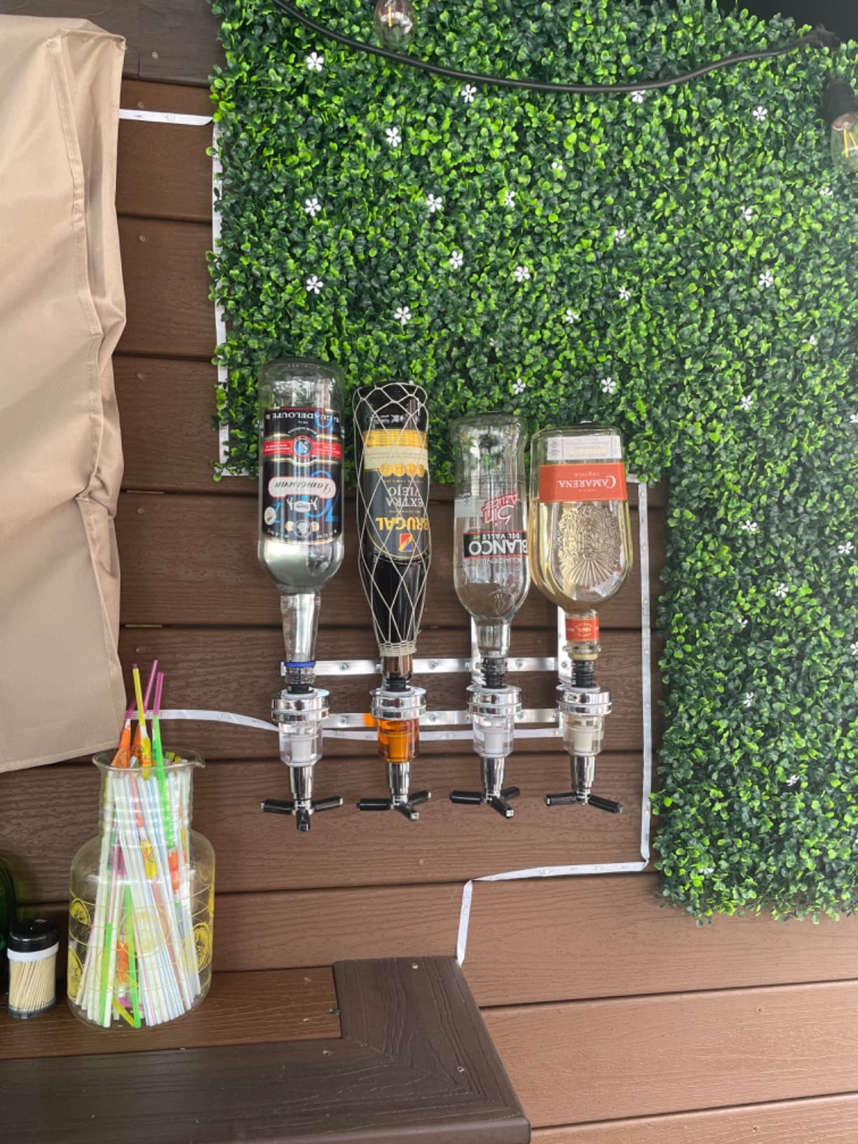 Wall Mounted Liquor Dispenser 4-Bottle for Bar/Home Party Use Fit Wine Cocktail Alcohol Drink Beverage Juice, Aluminum Alloy&ABS customer photo 1