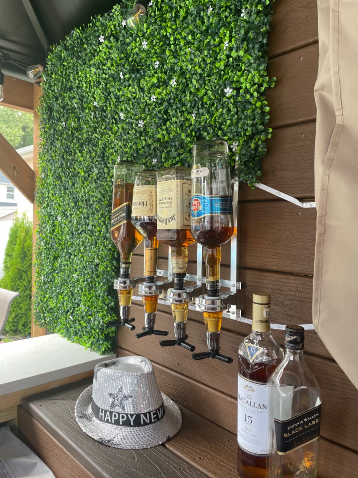 Wall Mounted Liquor Dispenser 4-Bottle for Bar/Home Party Use Fit Wine Cocktail Alcohol Drink Beverage Juice, Aluminum Alloy&ABS customer photo 2