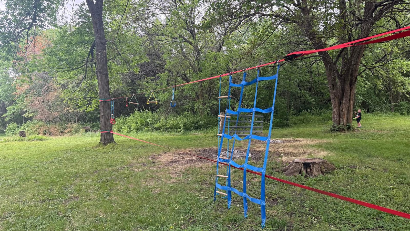 Ninja Warrior Obstacle Course for Kids Backyard - 2×50ft Slackline Kit with 10 Most Complete Accessories for Boys & Girls, Swing, Rope Ladder, Gymnastic Ring, Climbing Net, Arm Trainer and Monkey Fist customer photo 1