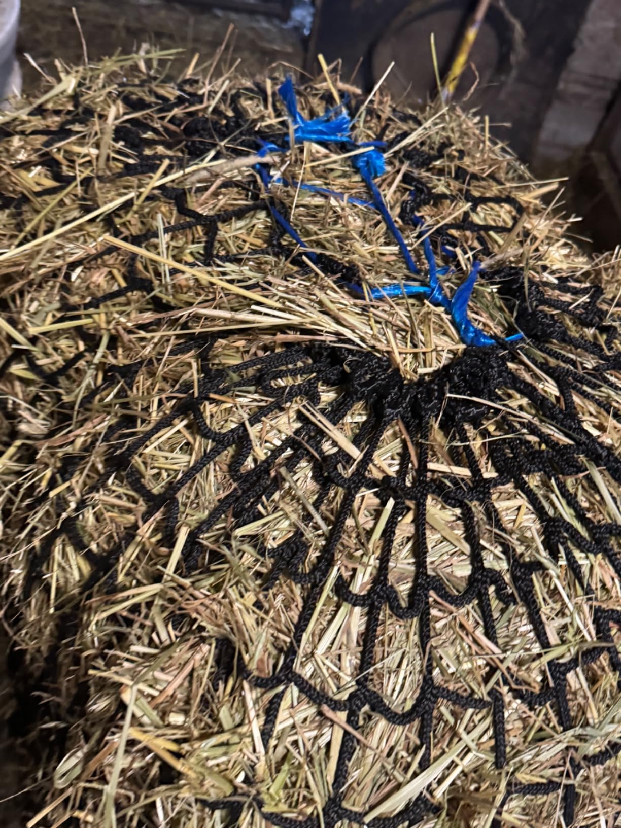 Aoneky Knotless Hay Net for Horses, Large Slow Feed Hay Bag 47 Inches, Fits 36x18x18 Square Bales, 1.5 Inch Opening, Durable Nylon Haynet Reduces Waste, Colic, Boredom, for Horses, Goats, Sheep, Pony customer photo 1