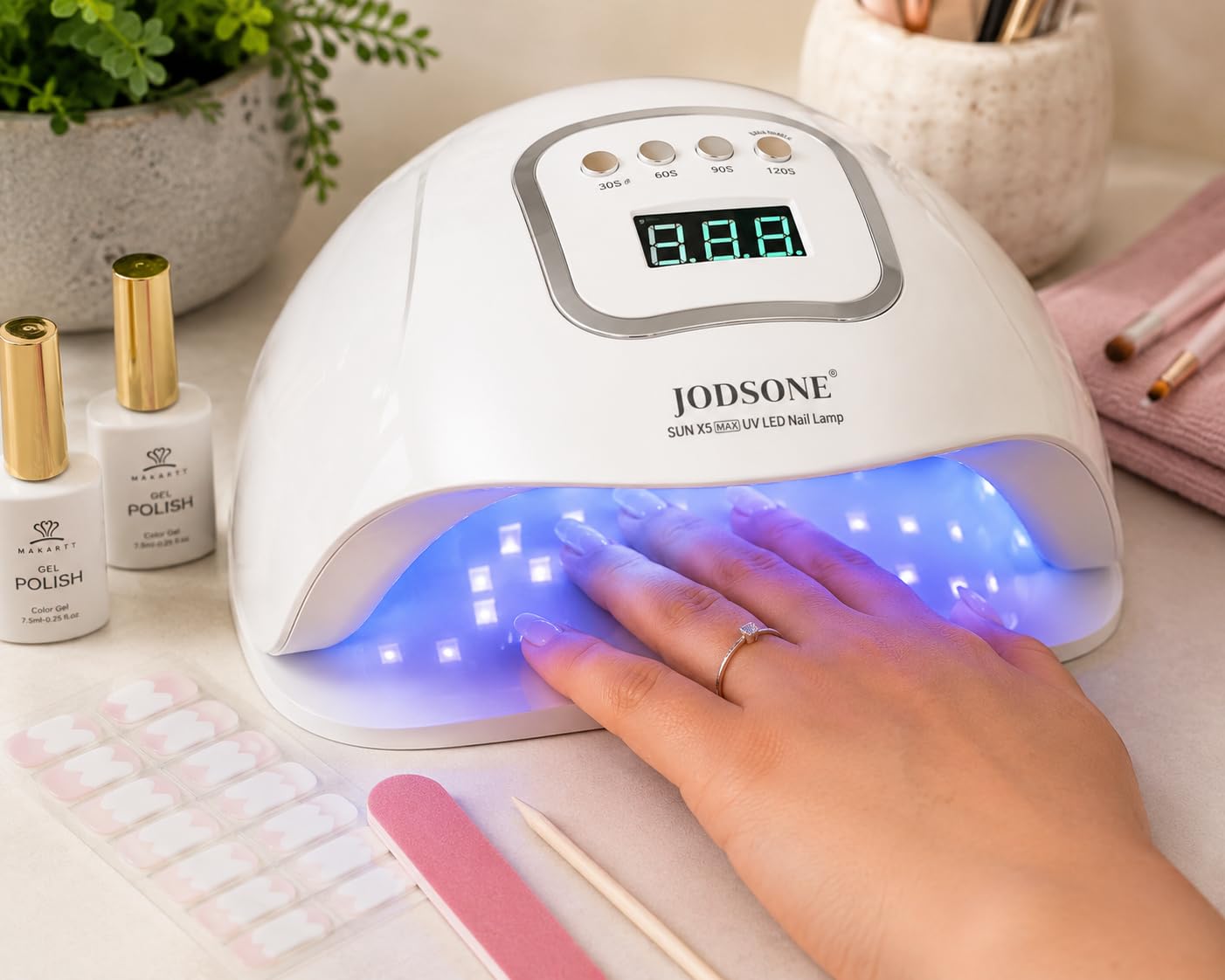 JODSONE U V LED Nail Lamp, Nail Dryer for Gel Polish, Led Light with Automatic Sensor & 4 Timers customer photo 1