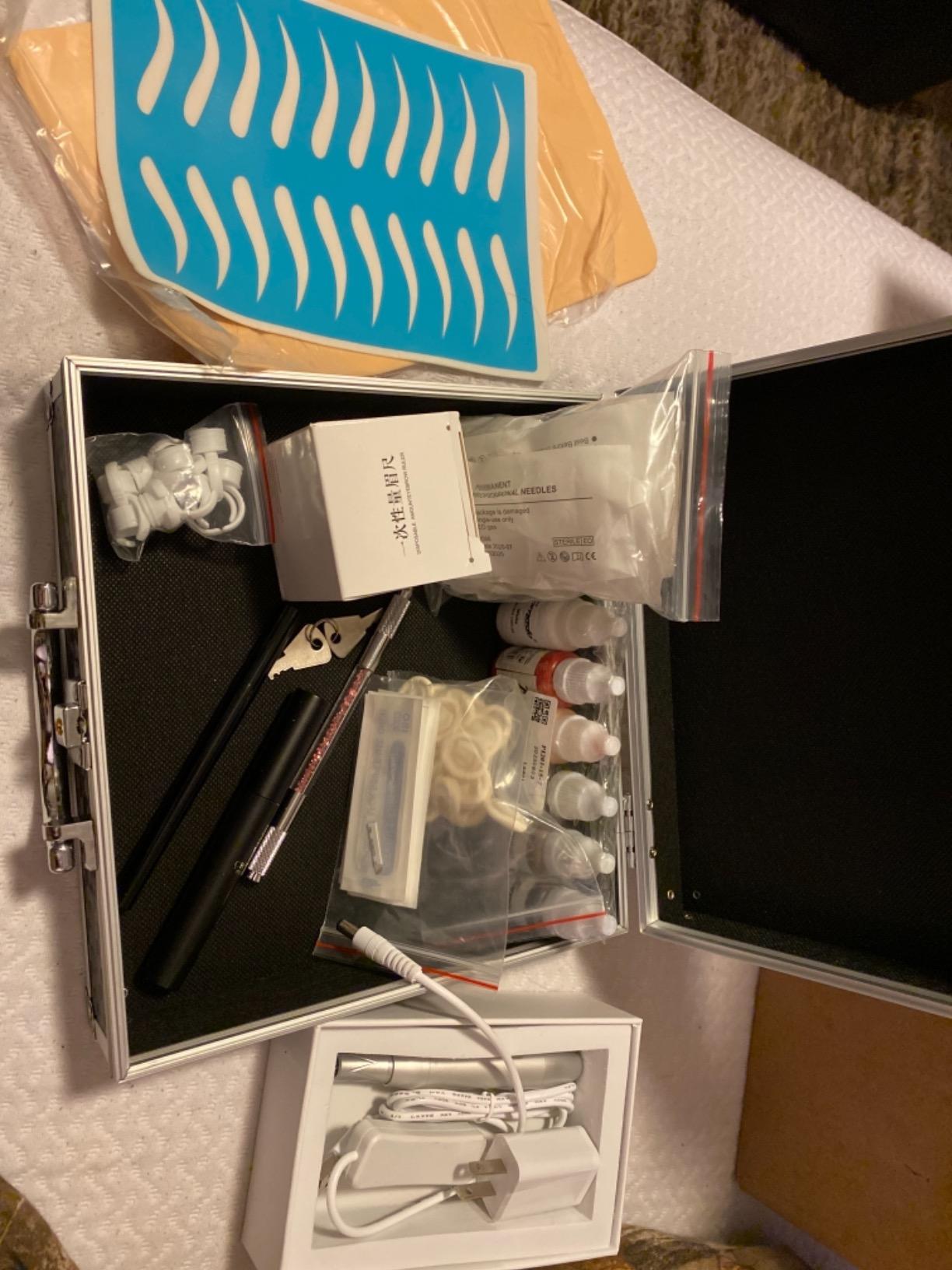 Charme Princesse Permanent Makeup Machine Tattoo Kit with Manual Pen Eyeliner Eyebrow Ruler Practice Skin Ring Cup Eyeliner Tattoo Supplies Pigments for Eyebrows EK516 customer photo 1