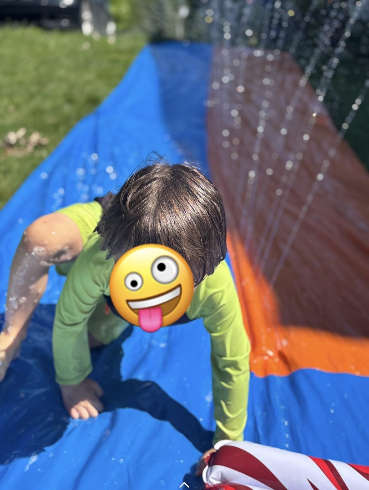 JOYIN 22.5ft Water Slides and 2 Bodyboards, Lawn Water Slide Summer Slip Waterslides Water Toy with Build in Sprinkler for Backyard Outdoor Water Fun for Kids customer photo 1