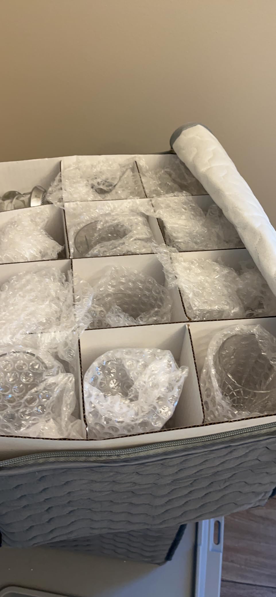 LotFancy Wine Glass Storage Box with Dividers, Stemware Storage Case customer photo 2