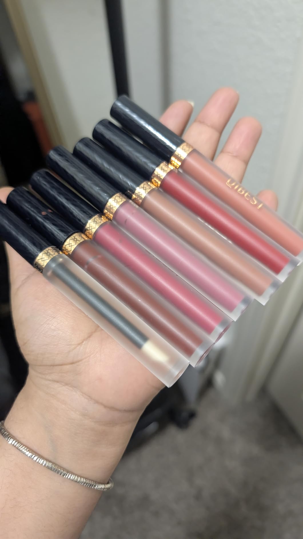 QiBest 7Pcs Matte Liquid Lipstick + 1Pcs Lip Plumper Makeup Set Kit, Pigmented Long Lasting Lip Gloss Set, Velvet Waterproof Halloween Lip Makeup Valentine's Day Gift Sets for Girls and Women customer photo 1