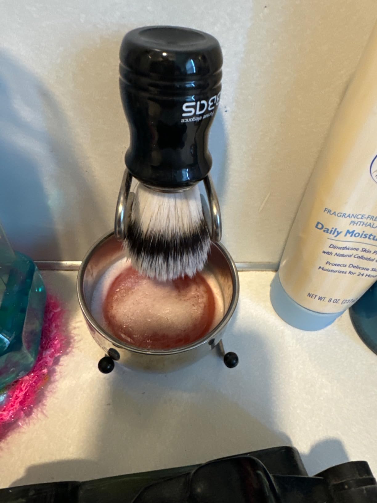 Anbbas Synthetic Badger Hair Shaving Brush,Stainless Steel Shaving Stand and Bowl,Goat Milk Shaving Soap 100g for Men Wet Shave Kit customer photo 2