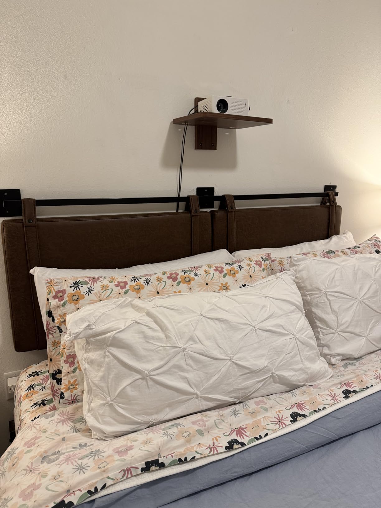 Nathan James Harlow Modern Wall Mount Hanging Headboard, King, Brown Faux Leather customer photo 1