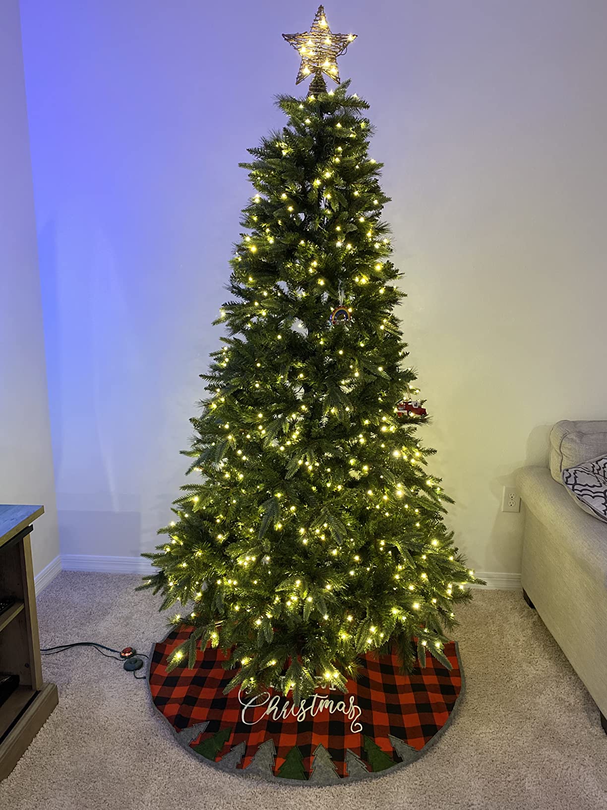 Juegoal 48 Inch Christmas Tree Skirt, Soft Red and Black Plaid Christmas Tree Mat for Xmas Party Decoration, Christmas Tree Holiday Decor customer photo 2