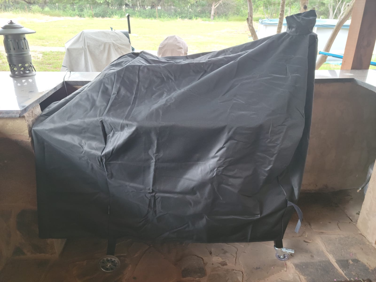 Unicook Offset Smoker Cover 60 Inch, Outdoor Heavy Duty Waterproof Charcoal BBQ Grill Cover, Fade Resistant, Compatible for Brinkmann, Char-Broil, Royal Gourmet and More, Black customer photo 1