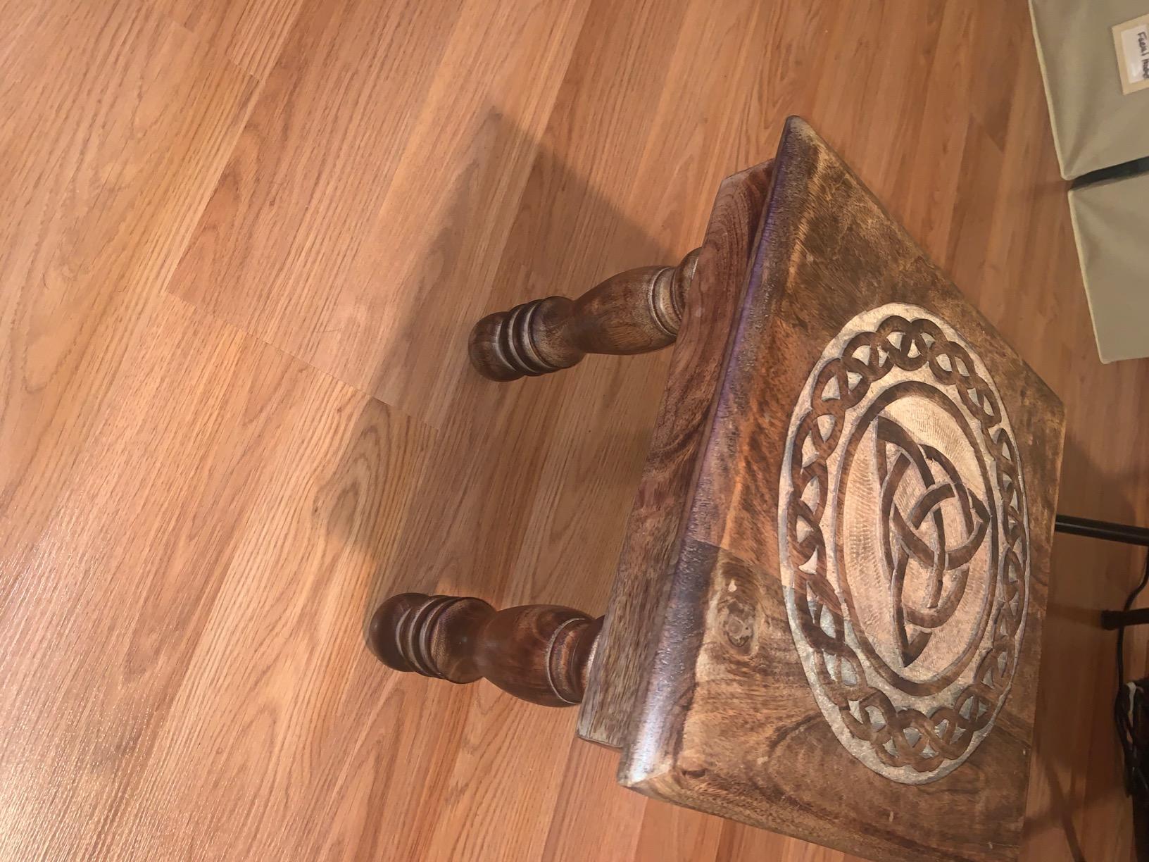 DharmaObjects Solid Mango Wood Hand Carved Puja Shrine Altar Meditation Table (20 X 14 X 14 Inches, Lotus Mandala) customer photo 2