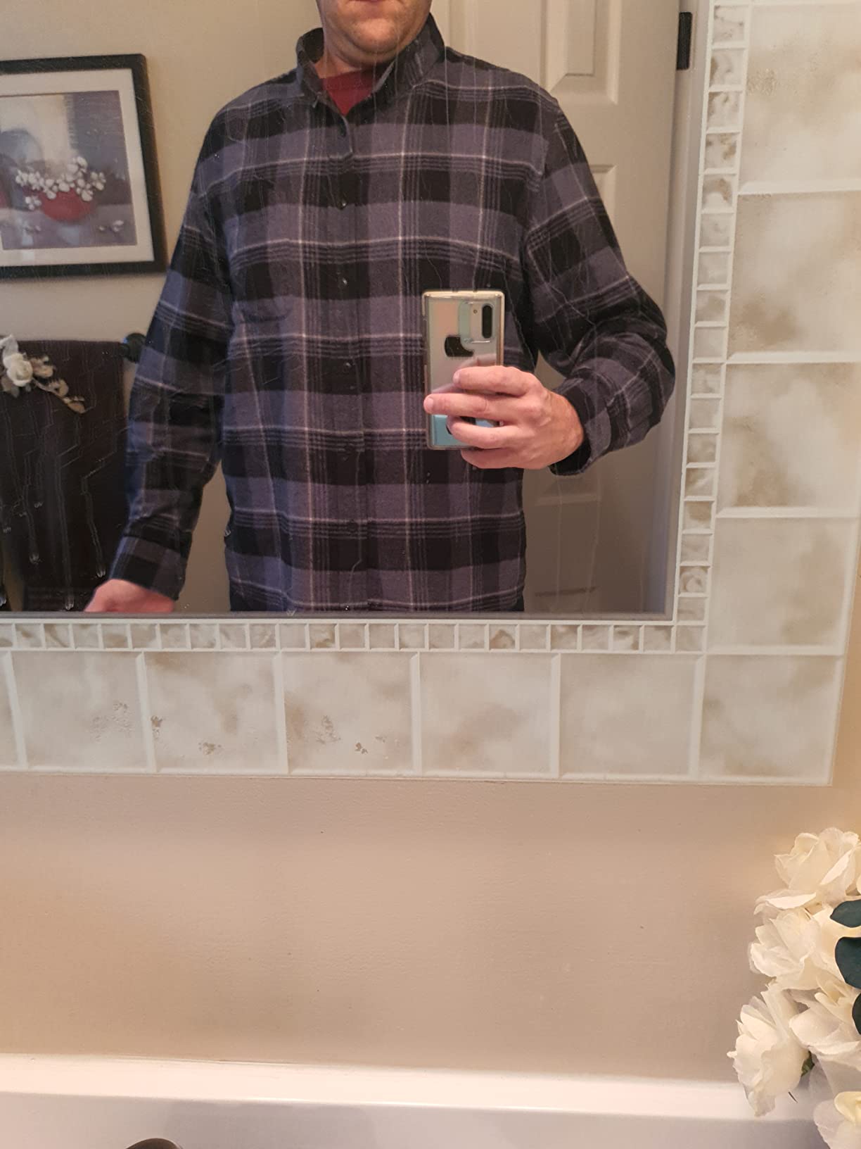 Dubinik® 6 oz Flannel Shirt for Men Cotton Casual Button Down Long Sleeve customer photo 2