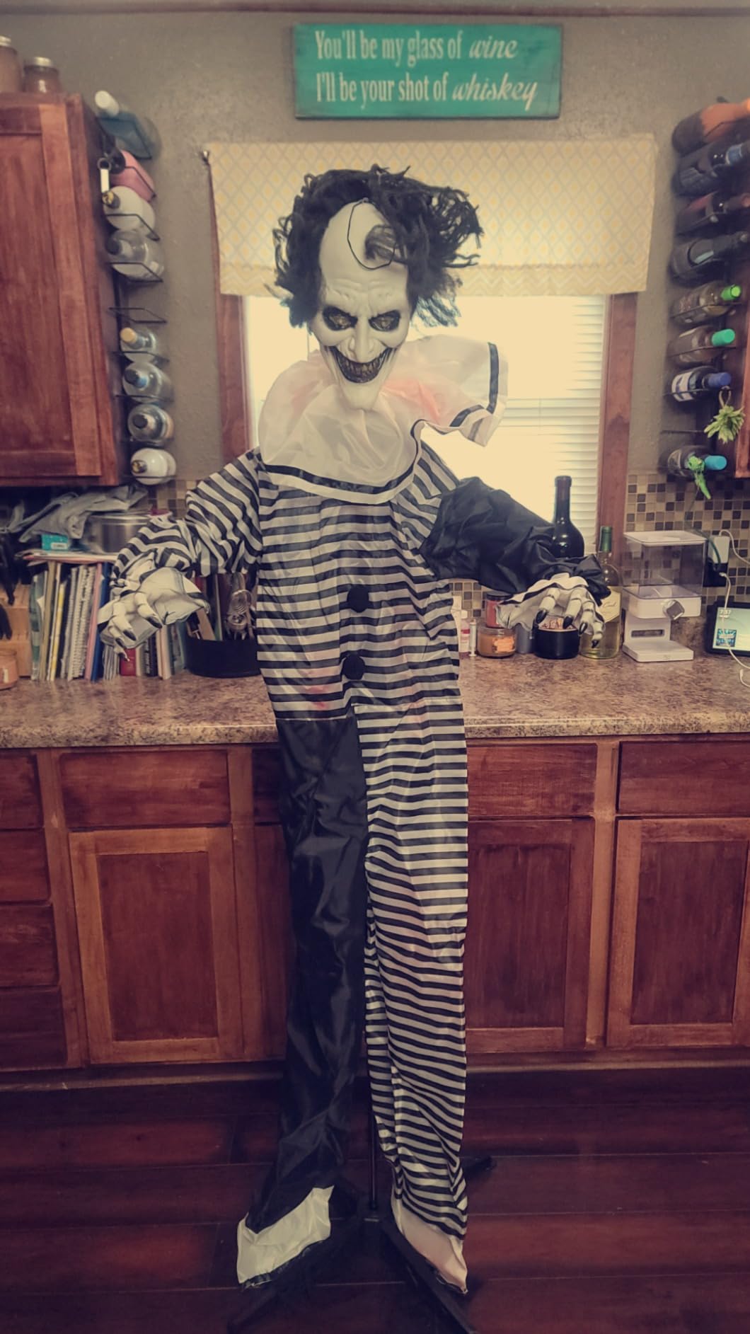 Haunted Hill Farm Life-Size Scary Talking Clown, Halloween Animatronic with Motion and Touch Activated Lights and Sounds, Battery Operated Indoor or Covered Outdoor Halloween Decorations | Life-Size 5.5-Ft Talking Clown Animatronic, Motion, Touch Lights and Sounds, Battery Operated, Indoor or Outdoor Decor customer photo 2