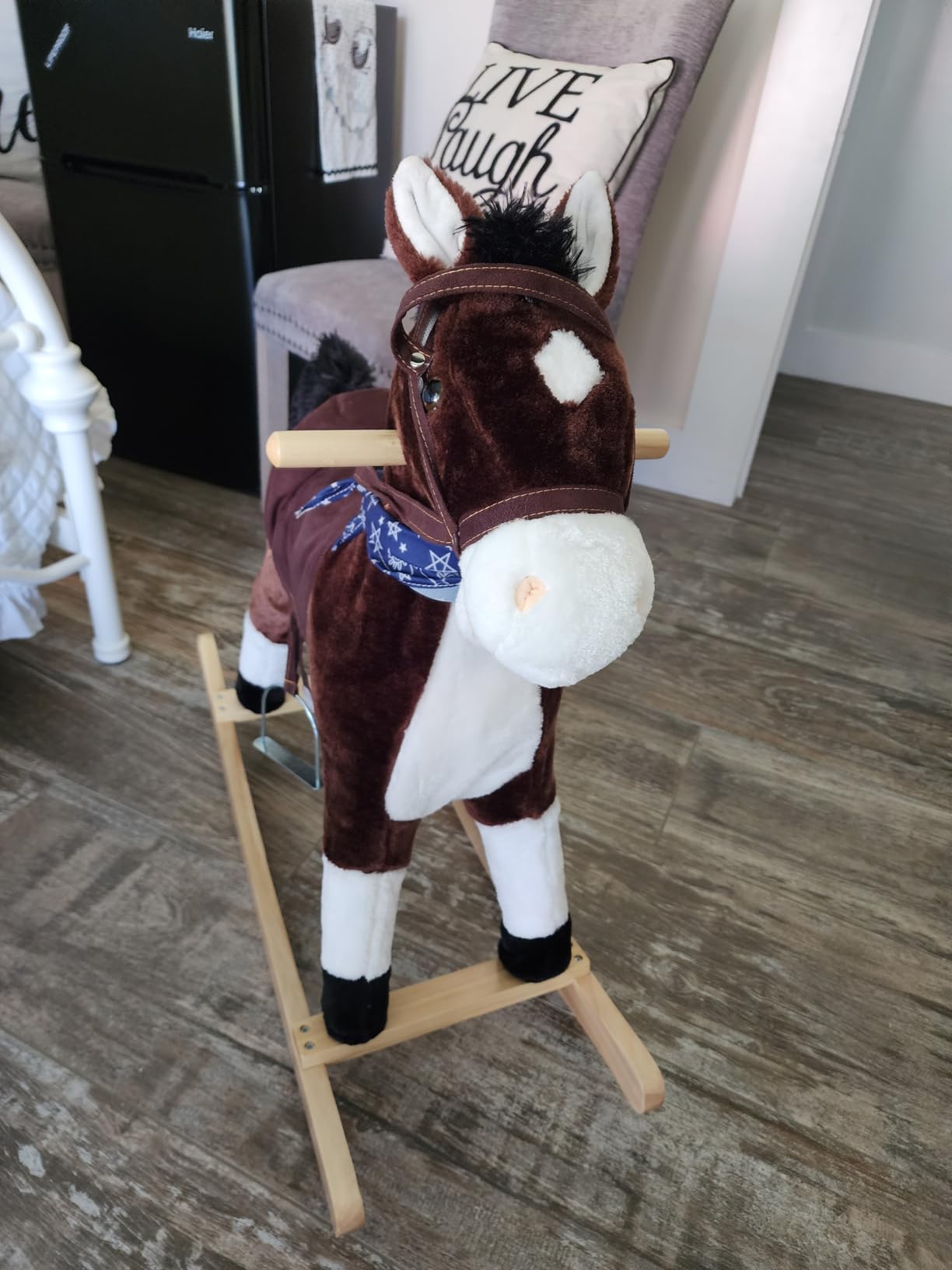 Qaba Kids Plush Ride-On Rocking Horse Toy with Fun Realistic Sounds Brown customer photo 1