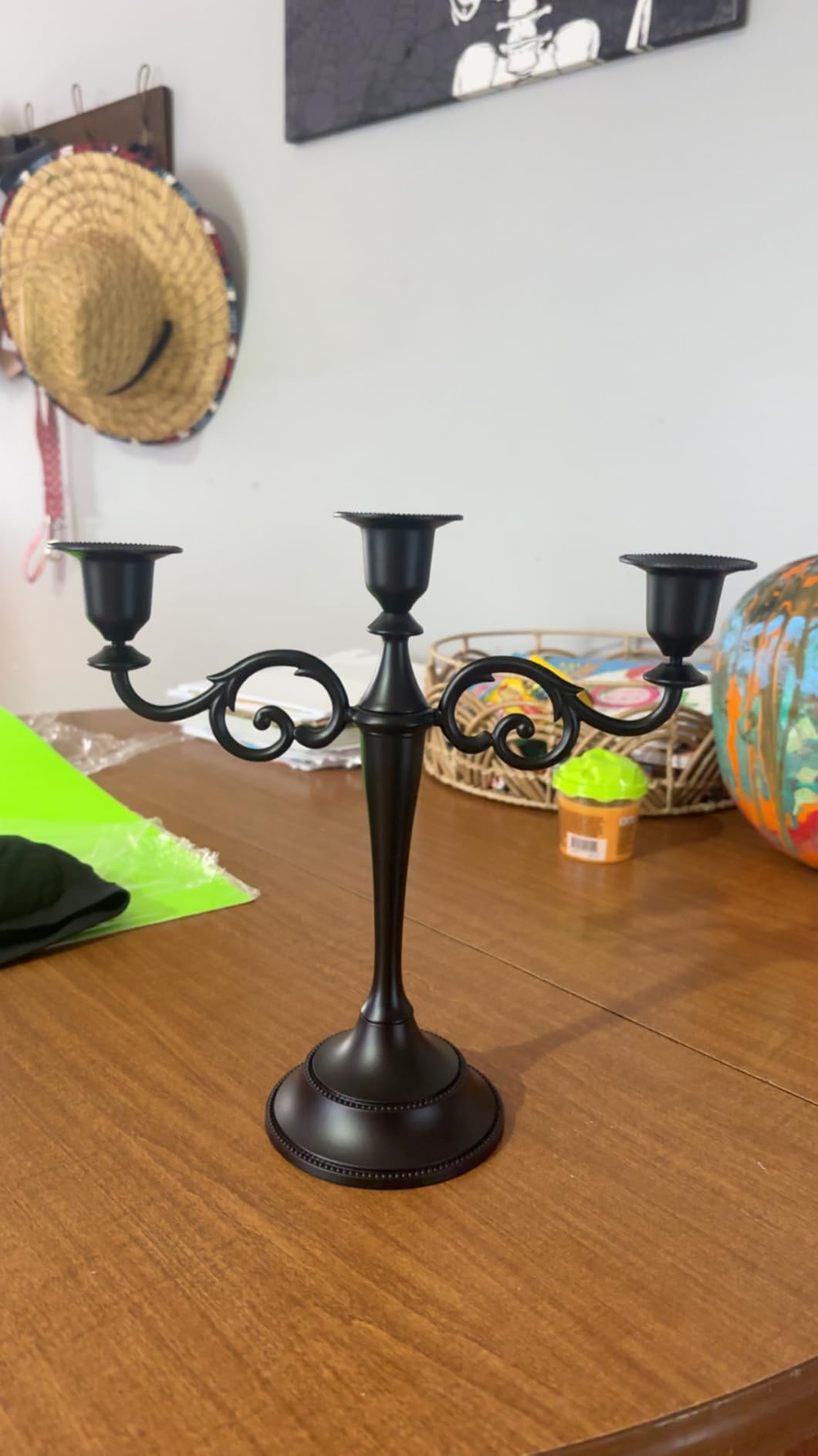 5-Arm Black Metal Candelabra Halloween Taper Holder Decor customer photo 2