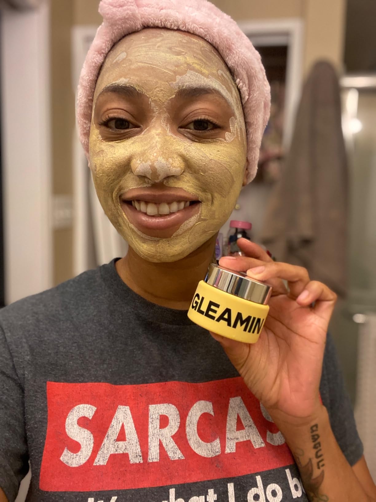 Gleamin Vitamin C Clay Mask for Dark Spots 2.5oz Brightening Clay Face Mask customer photo 2