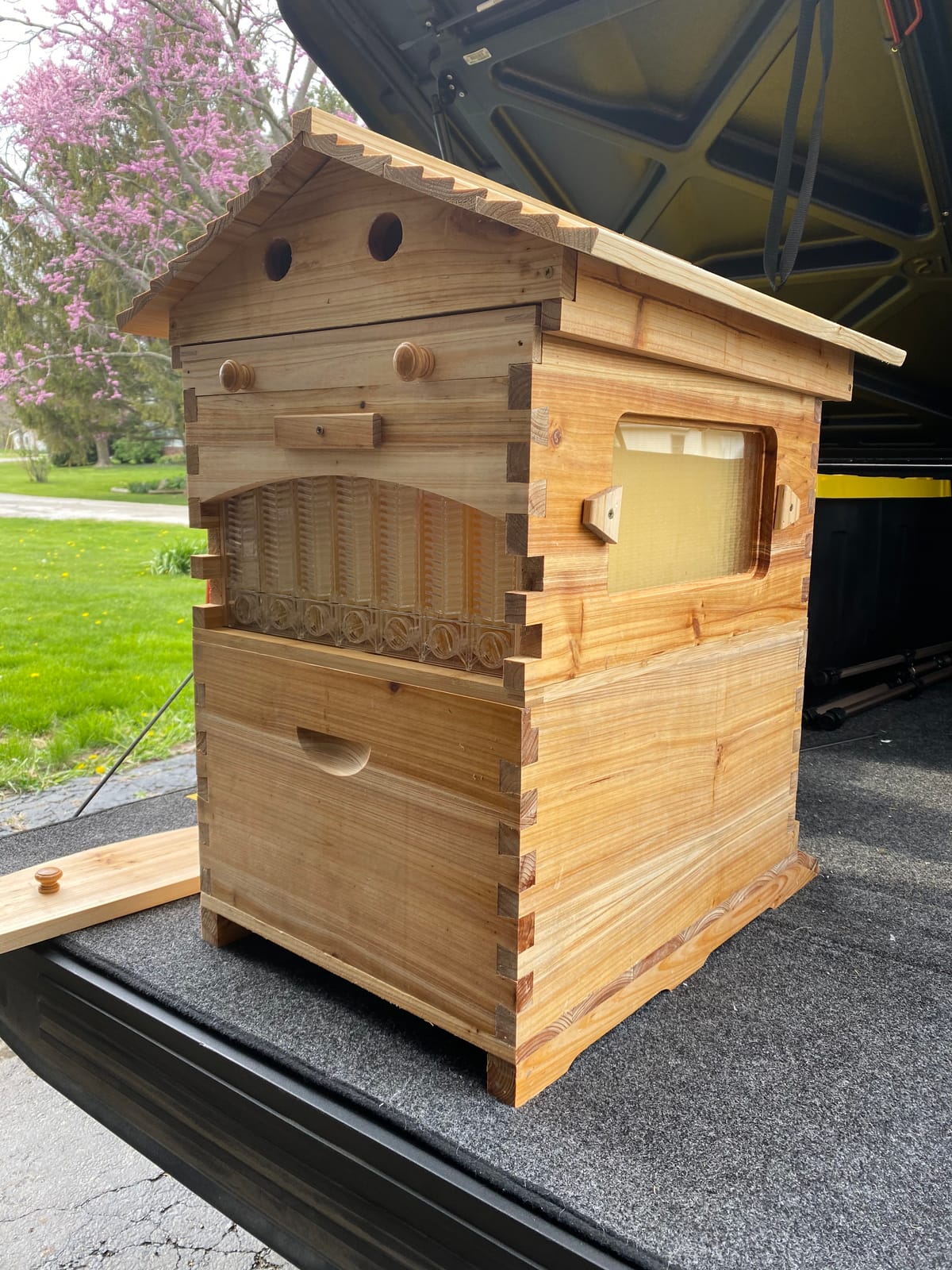 LANGLANG Automatic Wooden bee hive House kit with 7 PCS Upgraded Auto Frame Comb-Beehive Box Honey Free harvesting. customer photo 2