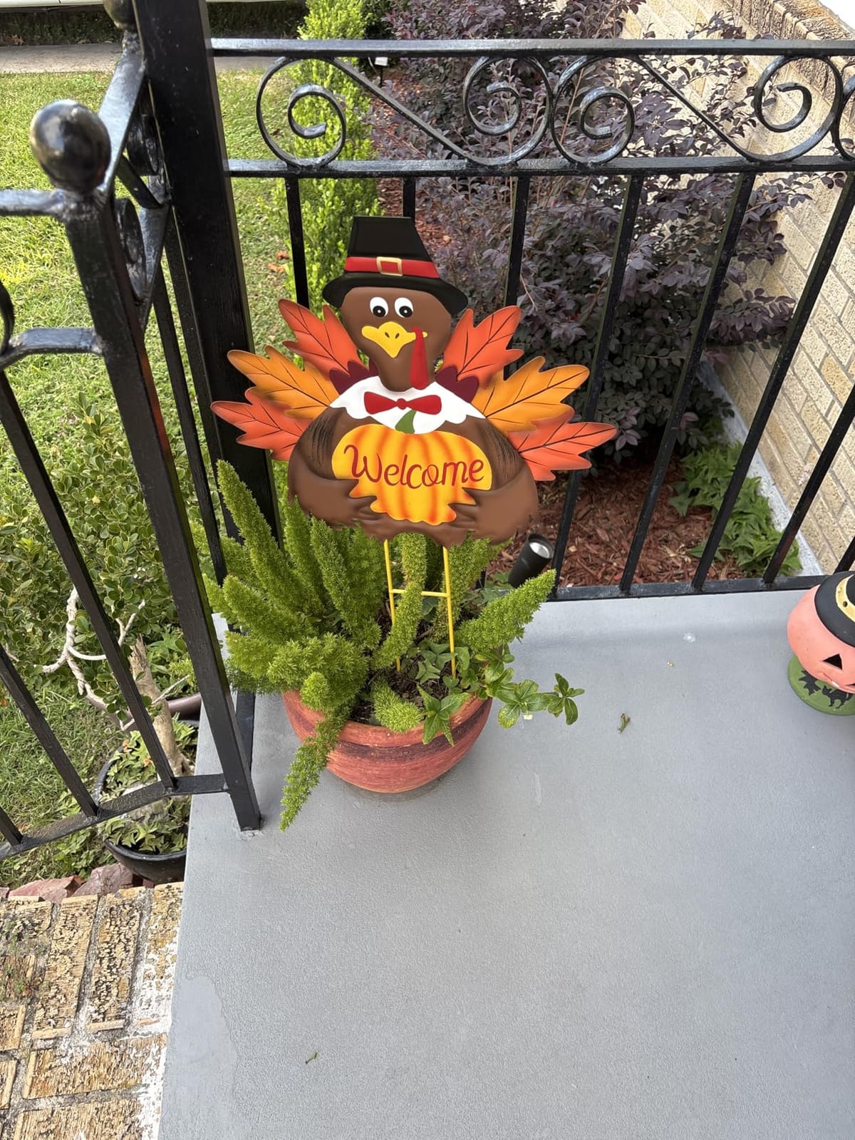 Metal Turkey Fall Harvest Outdoor Yard Stakes, Thanksgiving Turkey Pumpkin Yard Welcome Sign with Stake Outdoor Decoration customer photo 1