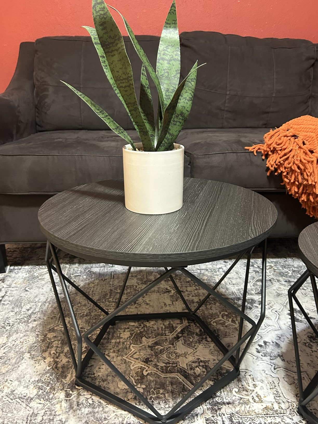 VASAGLE Small Round Coffee Table Set of 2, with Steel Frame customer photo 2