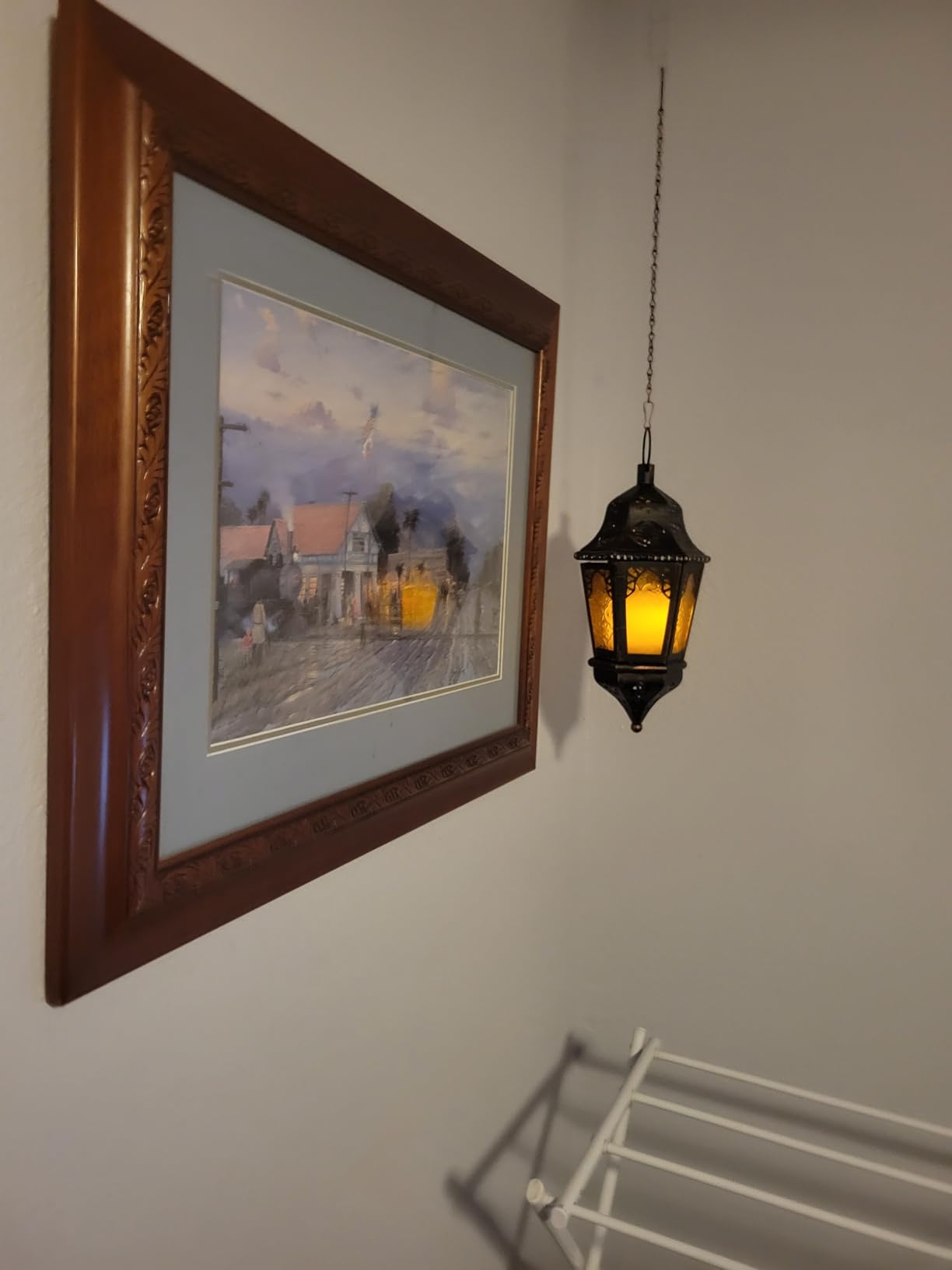Moroccan Lantern Decorative Indoor & Outdoor, 13.6’’ Vintage Decorative Hanging Lanterns with Chain for Home Porch Patio Decor, Metal Christmas Ramadan Candle Holder Decorations (Amber) customer photo 2