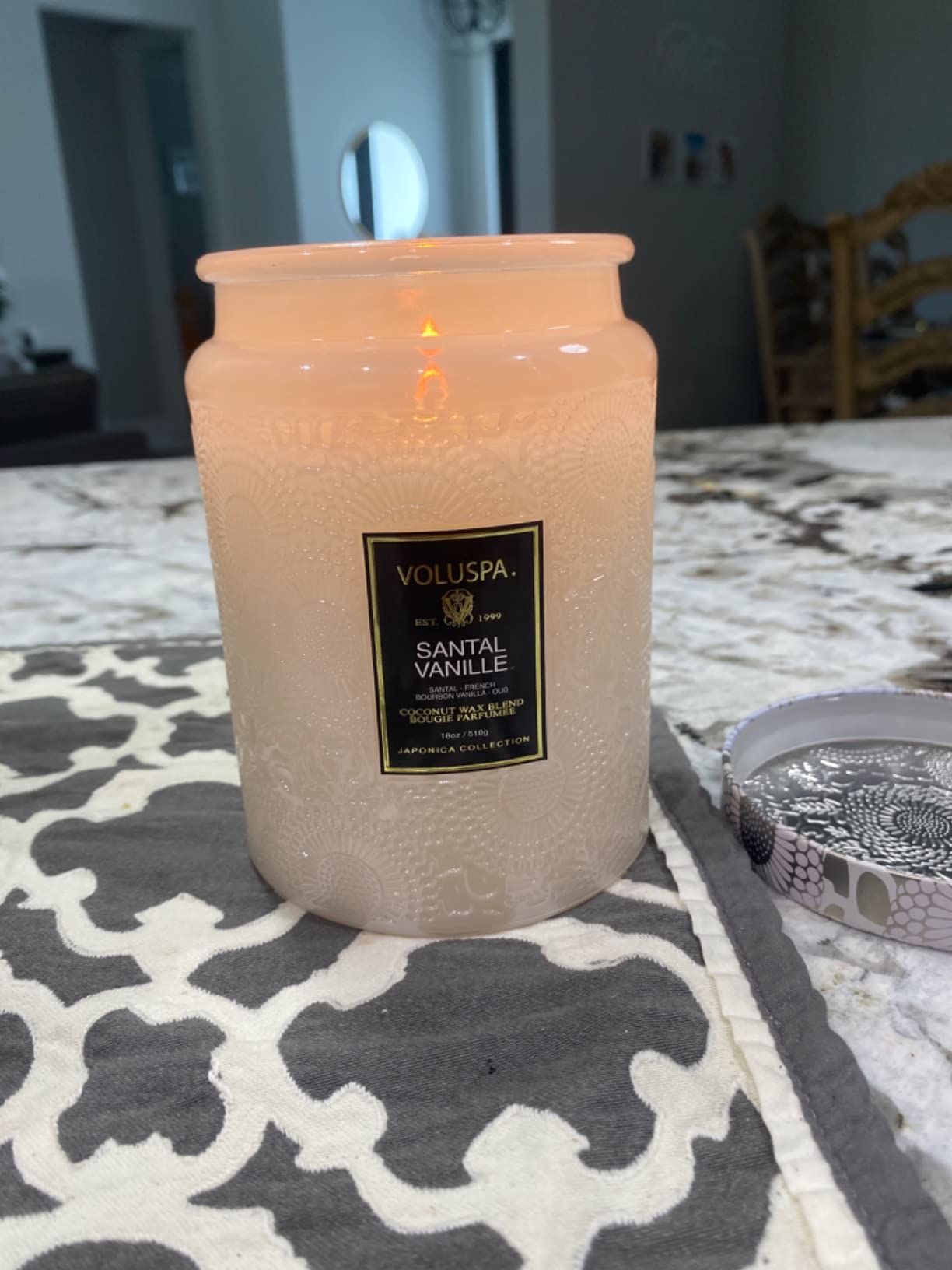 Voluspa Santal Vanille Large Scented Candle Jar 18 Oz, 100 Hr Burn | Coconut Wax Blend in Decorative Glass, Clean Even Burn, USA Handcrafted Gift for Hosts, Fragrance Lovers & Relaxed Rooms customer photo 2
