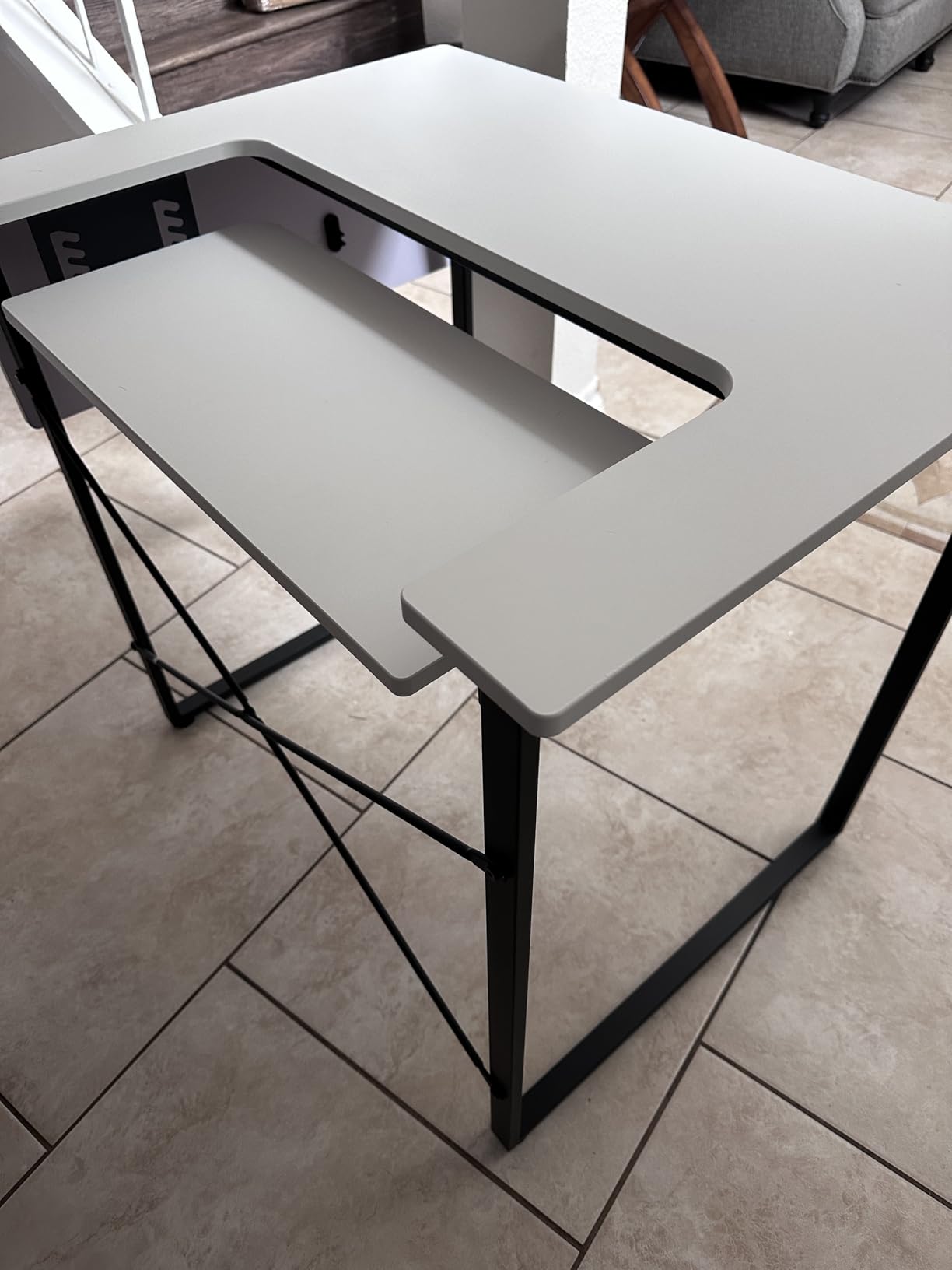 Sew Ready Dart Wood/Metal Multipurpose Machine Table Workstation Desk with Folding Top for Crafts, Sewing, Computers, Laptops, Games, Black Graphite/White 23D x 41W x 30H in customer photo 2