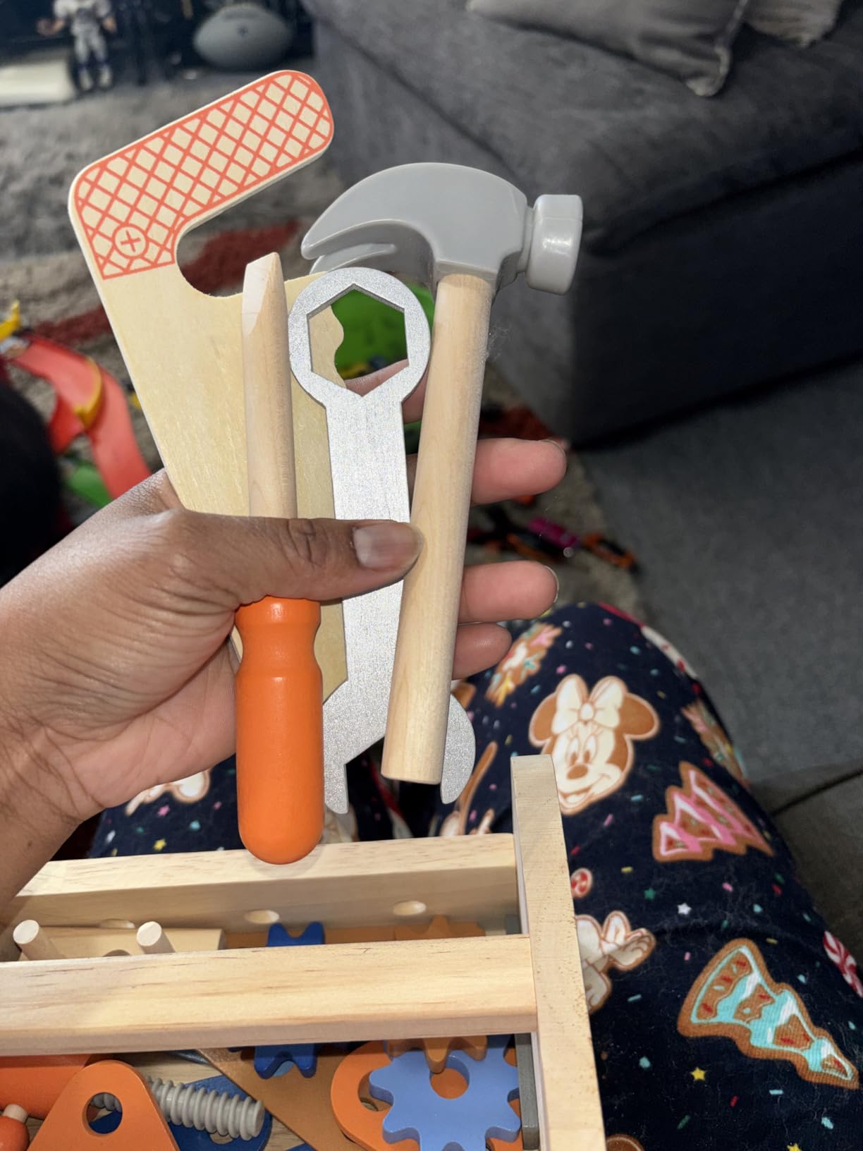 TONZE Kids Tool Set with Apron, 39 PCS Wooden Tool Box Montessori Toys customer photo 1