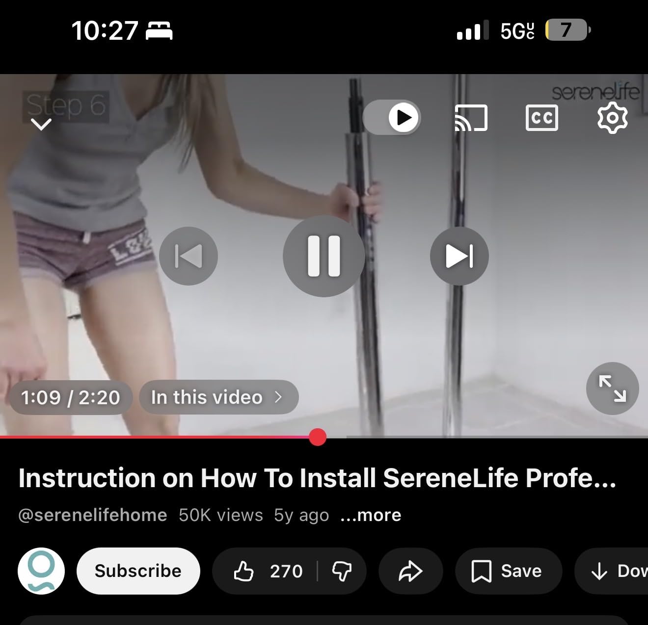SereneLife Professional Spinning Dance Pole, 45mm Portable Exercise Pole for Fitness – Durable Steel Build, Anti-Rust Finish, Suitable for Home, Club, Gym, Party, Pub customer photo 1