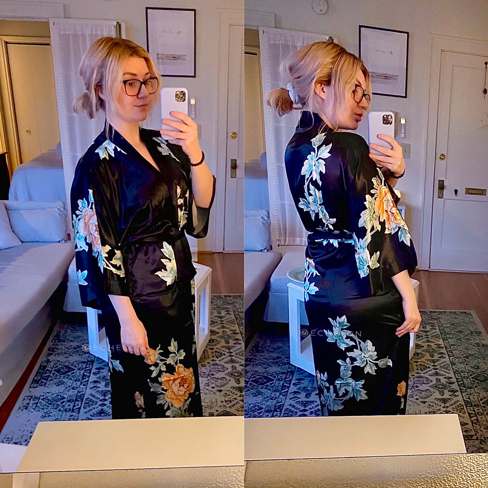 BABEYOND Satin Kimono Robes for Women Long Floral Lounge Wear with Pockets | Silky Fabric, Sash Tie Closure, Ankle Length, Peony Pattern, Beach Wear, Sleepwear, Dressing Gown, Lounge Clothing customer photo 1