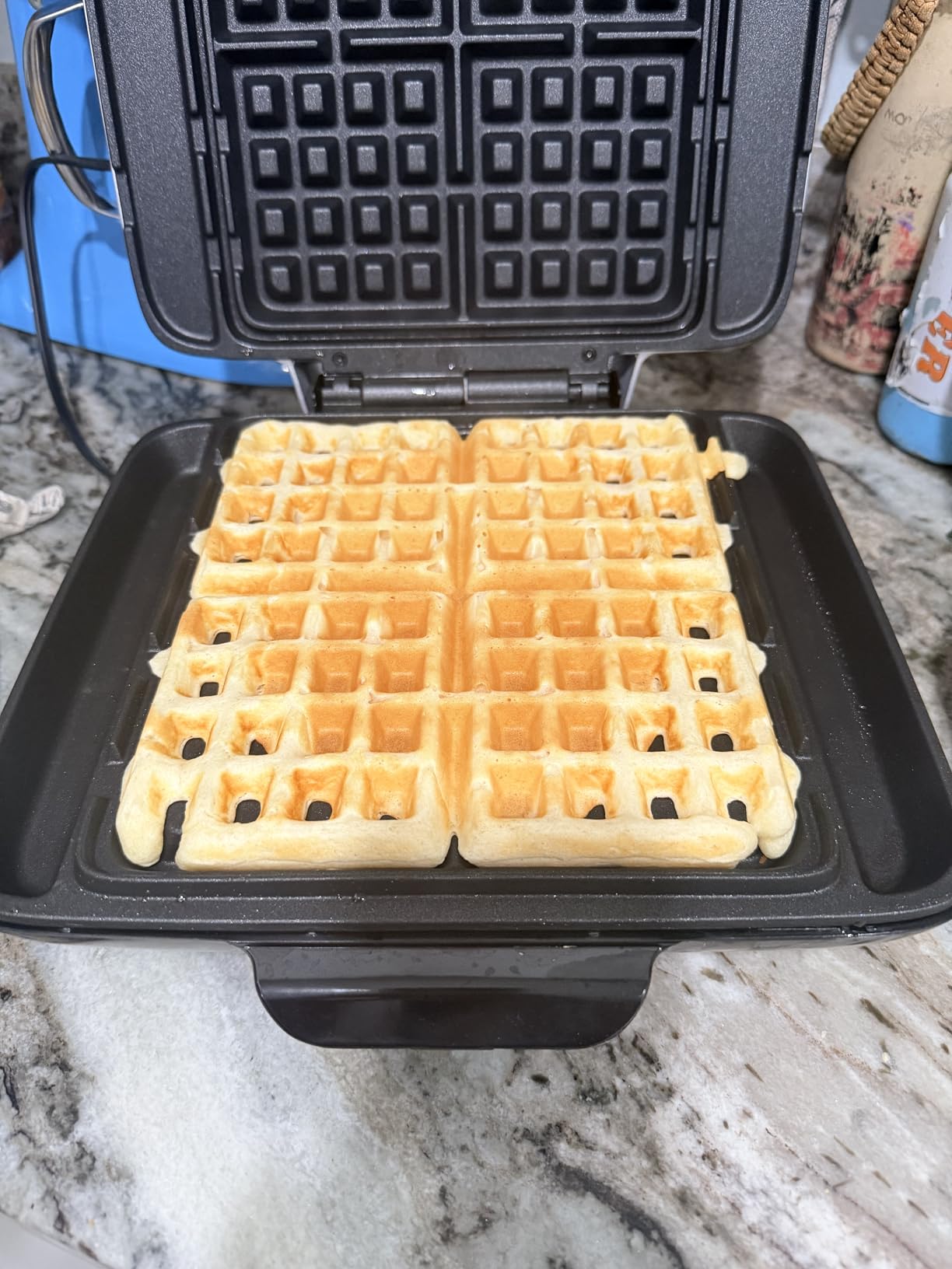 Dash No-Drip Waffle Maker, 4 Square Mini Waffles at Once, Silver customer photo 1