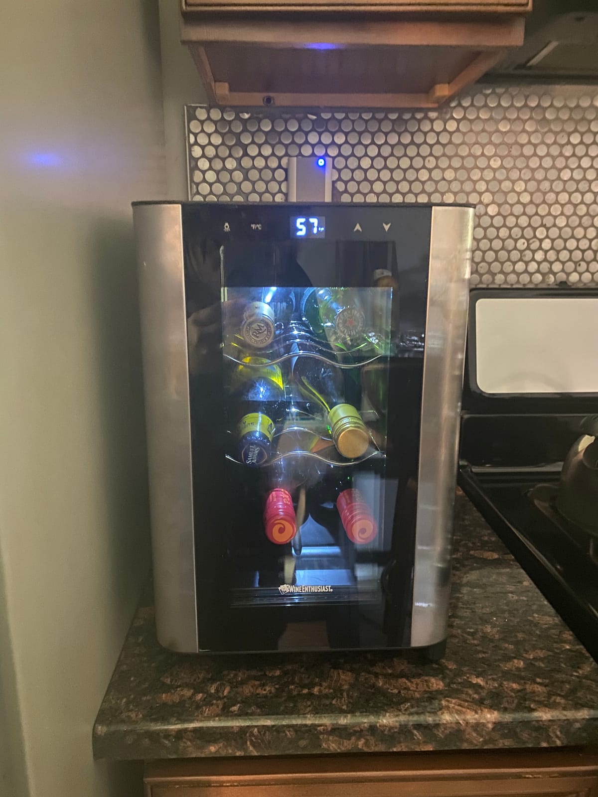 Wine Enthusiast 6-Bottle Countertop Wine Cooler – Compact Mini Wine Cooler for Kitchen or Bedroom with 3 Shelves, Energy-Efficient Cooling, Adjustable Digital Temperature Control customer photo 1