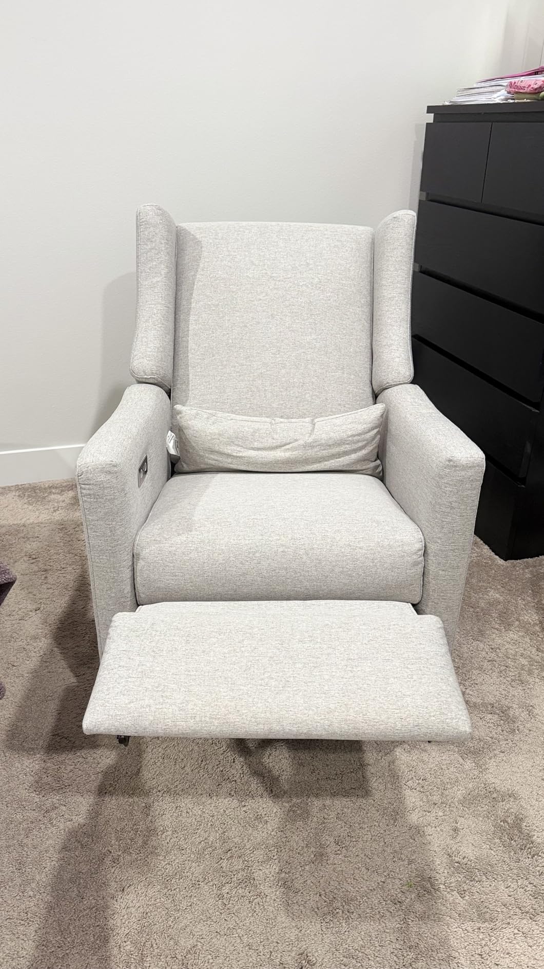 Babyletto Kiwi Electric Recliner Glider - Performance Cream Eco-Weave customer photo 1
