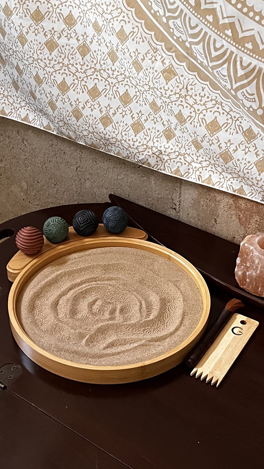 ENSO Zen Garden for Desk, Japanese Bamboo Sand Tray Therapy Kit | Lead-Free Granite Stone, Patented Elemental Design, 1-Inch Deep Bamboo Base, Includes Rake and Brush, Adult and Kids Use customer photo 2