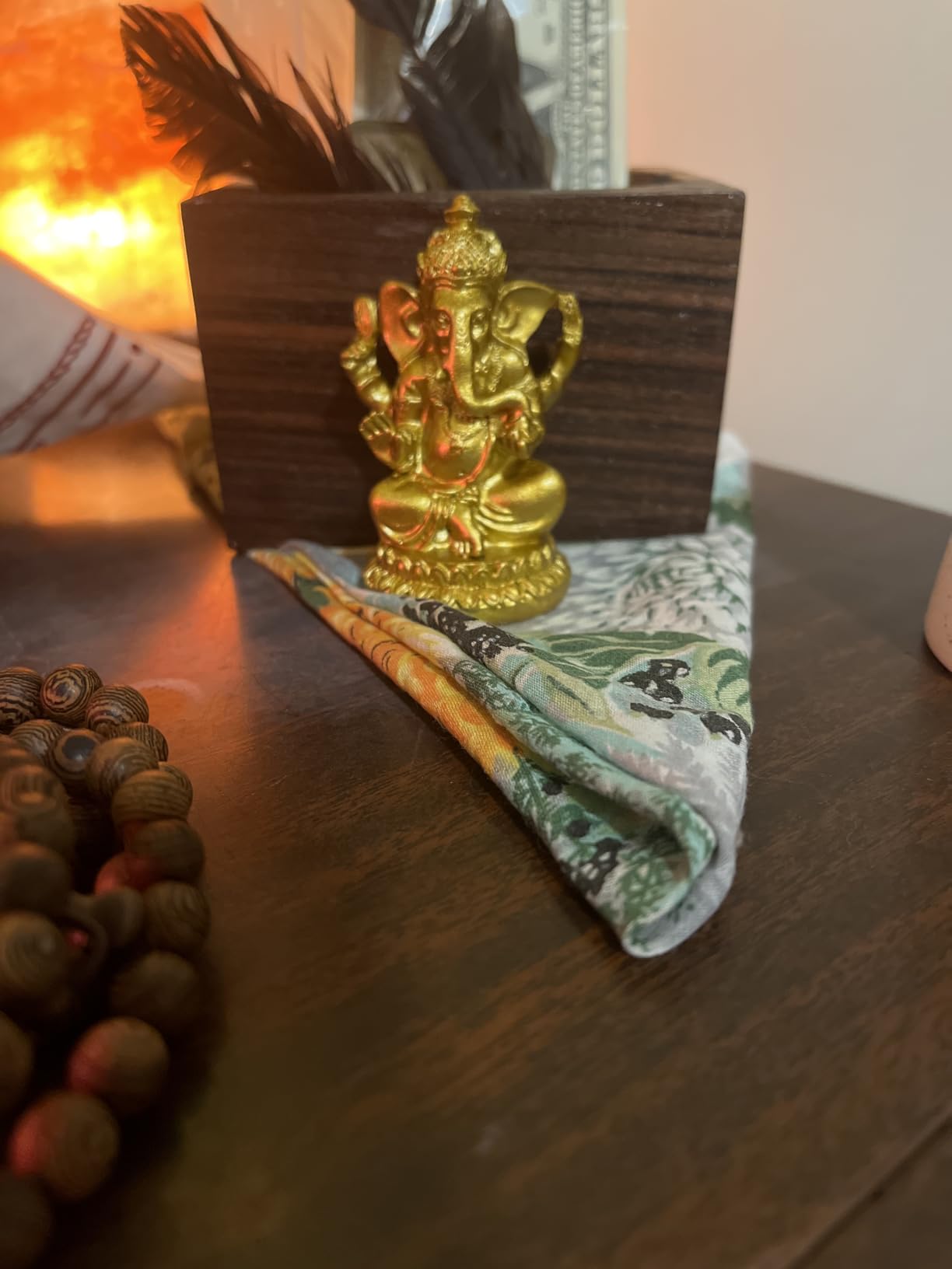 Gold Lord Ganesha Statues- Hindu Elephant God Statue Resin Sculpture Indian Ganesh Buddha Figurine Handmade Gift Decoration Ornaments for Home, Garden, Car customer photo 1