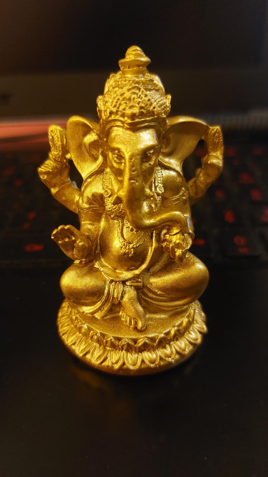 Gold Lord Ganesha Statues- Hindu Elephant God Statue Resin Sculpture Indian Ganesh Buddha Figurine Handmade Gift Decoration Ornaments for Home, Garden, Car customer photo 2