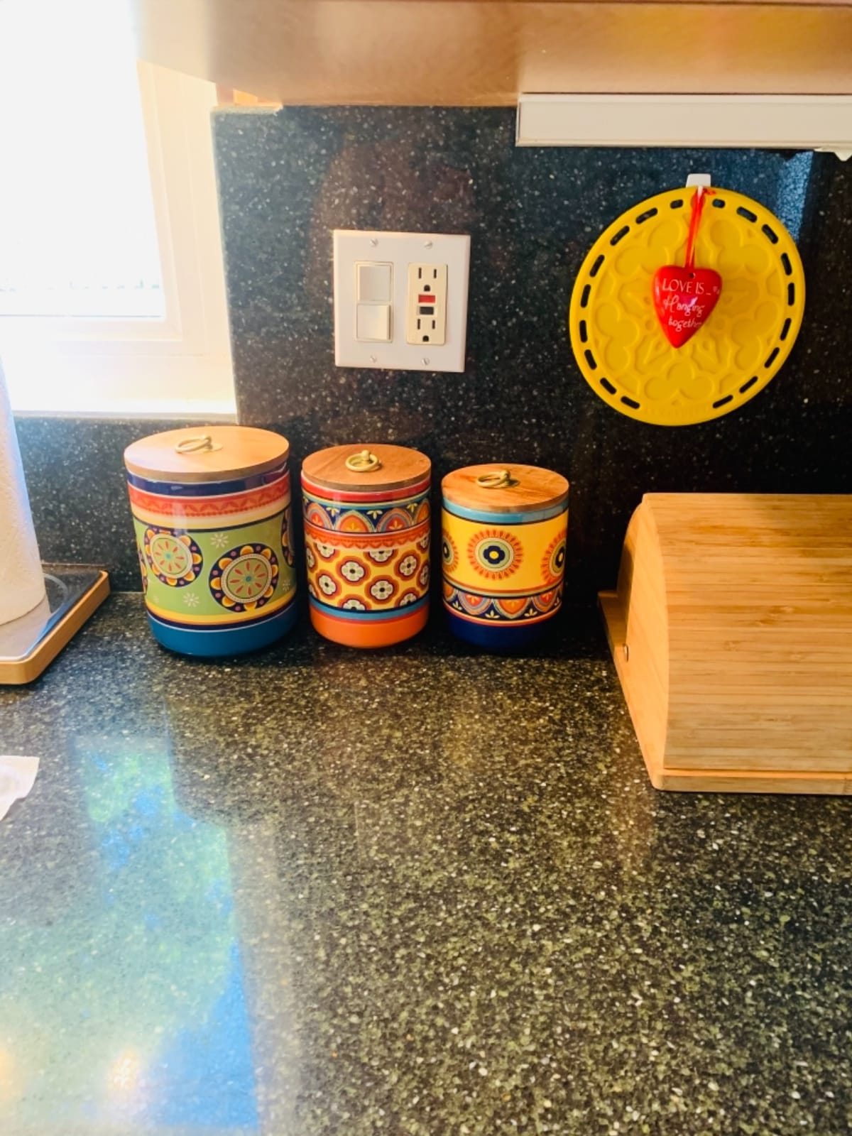 Bico Tunisian Ceramic Canister Set of 3 for Kitchen Counter, 62oz, 40oz, 32oz each, with Wooden Air Tight Lid, Food Storage Jar for storing Coffee, Tea, Spice, Dishwasher Safe customer photo 2