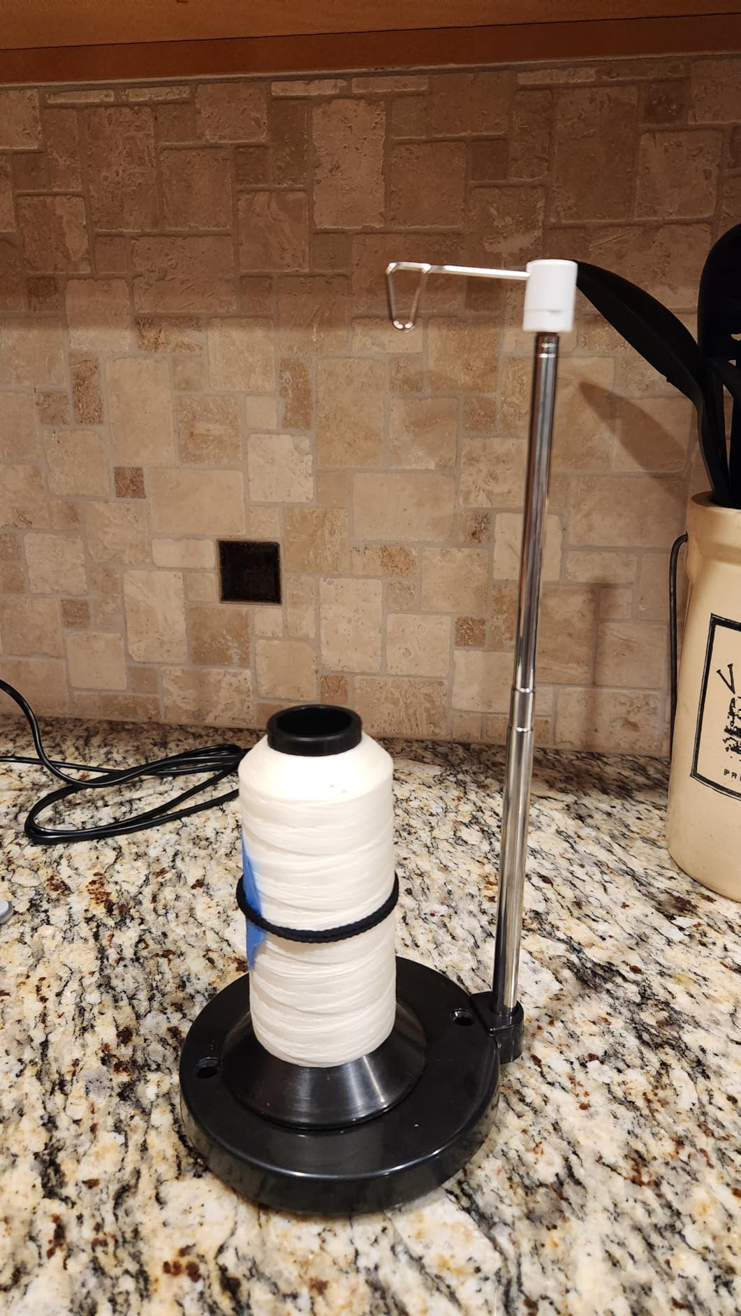 Sew Tech Adjustable Cone Thread Stand Spool Holder for Sewing Machine Embroidery Quilting Serger Machines, Single Thread Stand for Smoother Feed, Large Spool Holder with Steady Heavy Plastic Base customer photo 1