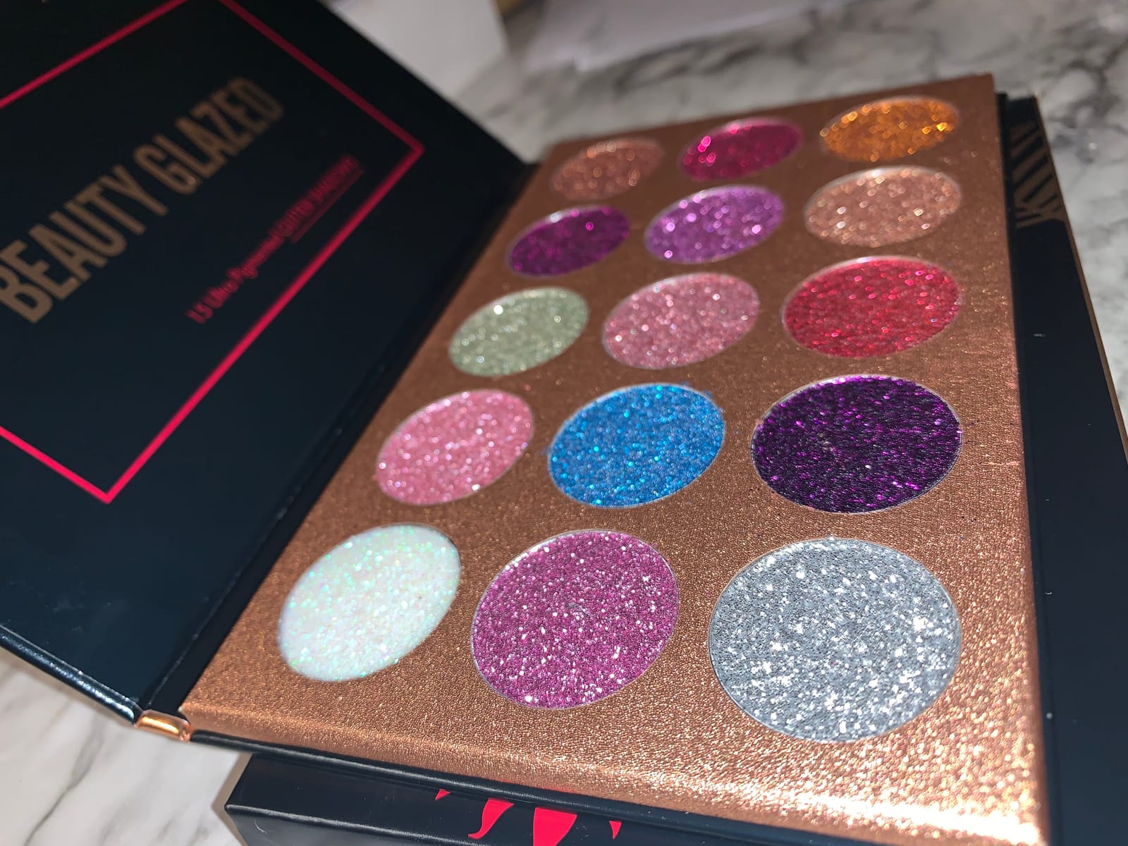 BestLand 15 Colors Glitter Eyeshadow Palette Shimmer Ultra Pigmented Makeup Eye Shadow Powder Long Lasting Waterproof Holiday Party Makeup (Colors A) customer photo 1